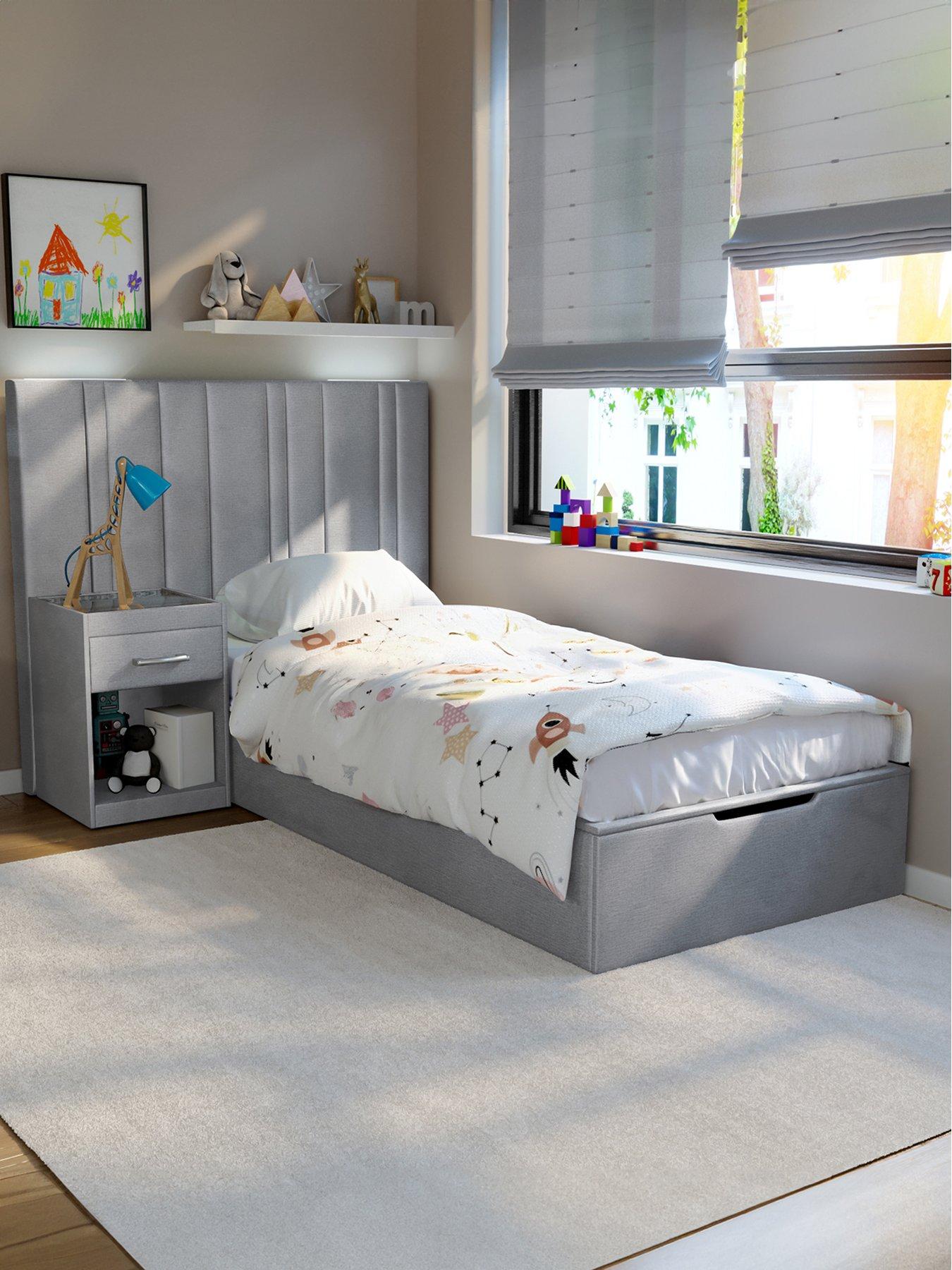 Image 1 of 6 of The Very Collection Oscar&nbsp;End Lift Up Storage Ottoman Single Kids&nbsp;Bed with Side Table and Mattress Options (Buy &amp; SAVE!)