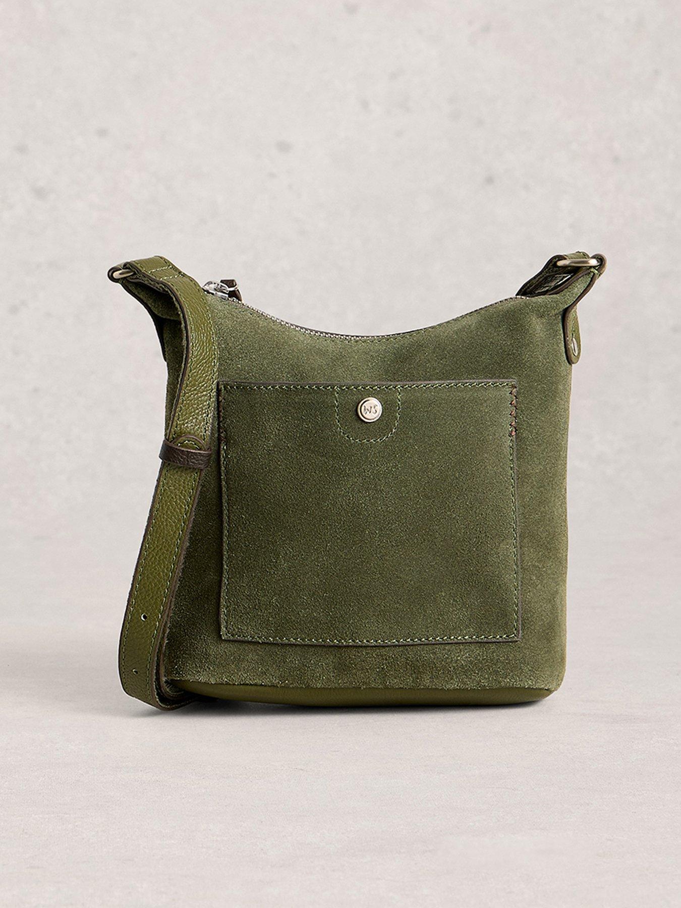 White Stuff Mini Fern Suede Crossbody - Green