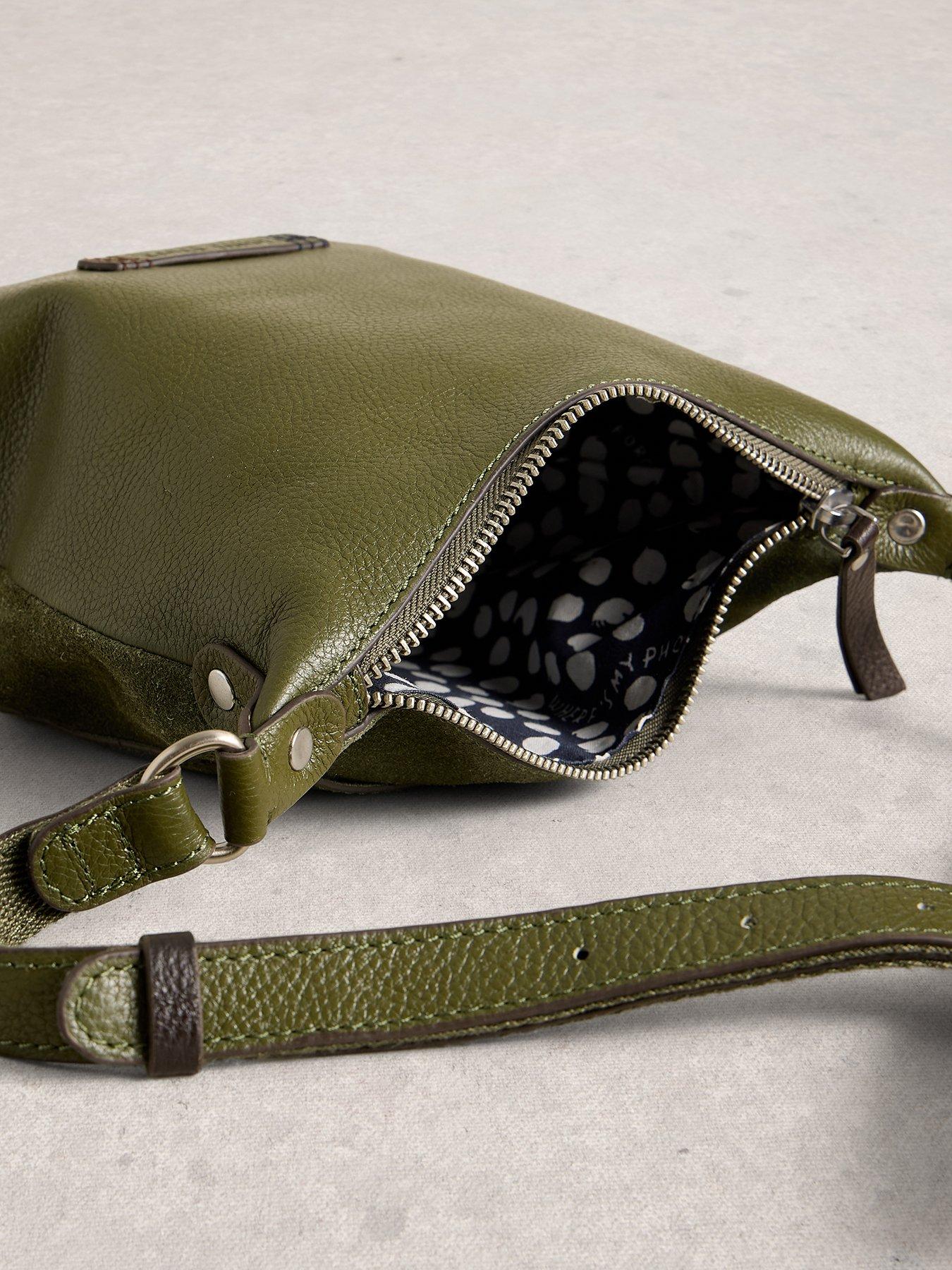  image of white-stuff-mini-fern-suede-crossbody-green