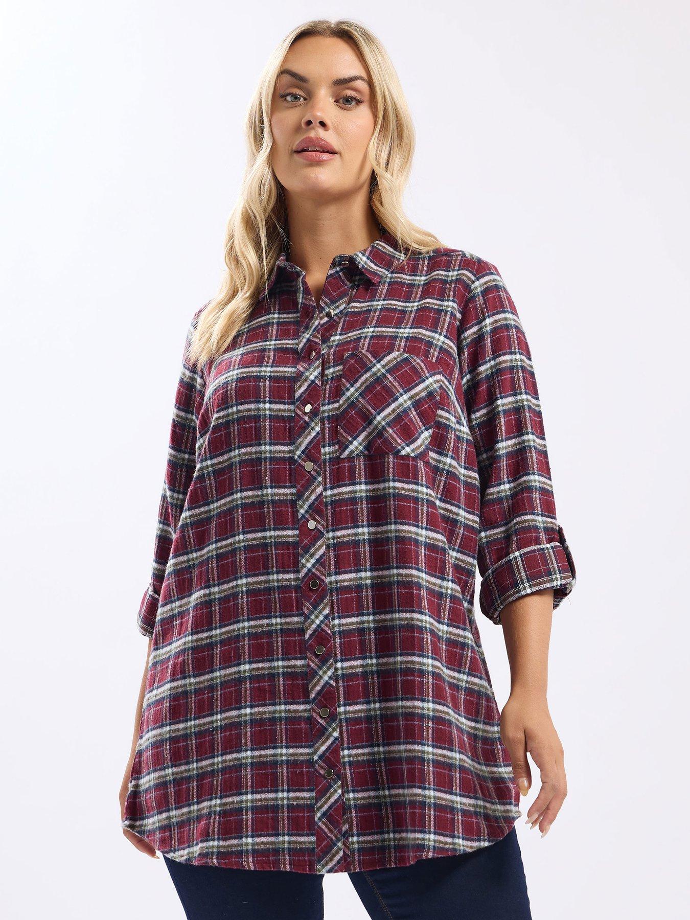 Yours Curve Boyfriend Check Shirt - Red