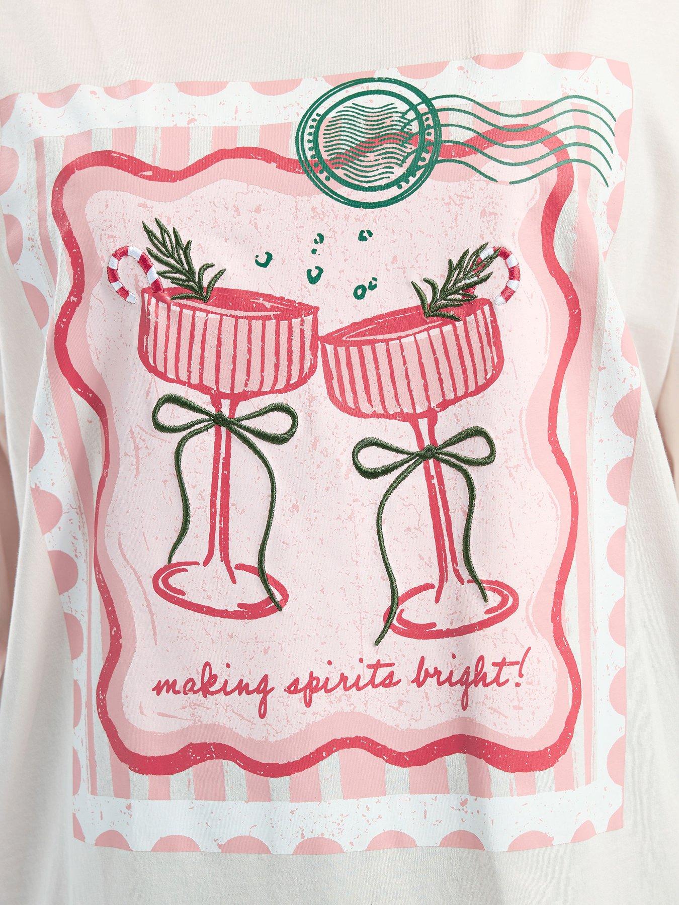 Image 4 of 4 of Yours Curve Short Sleeve Novelty T-Shirt - Pink