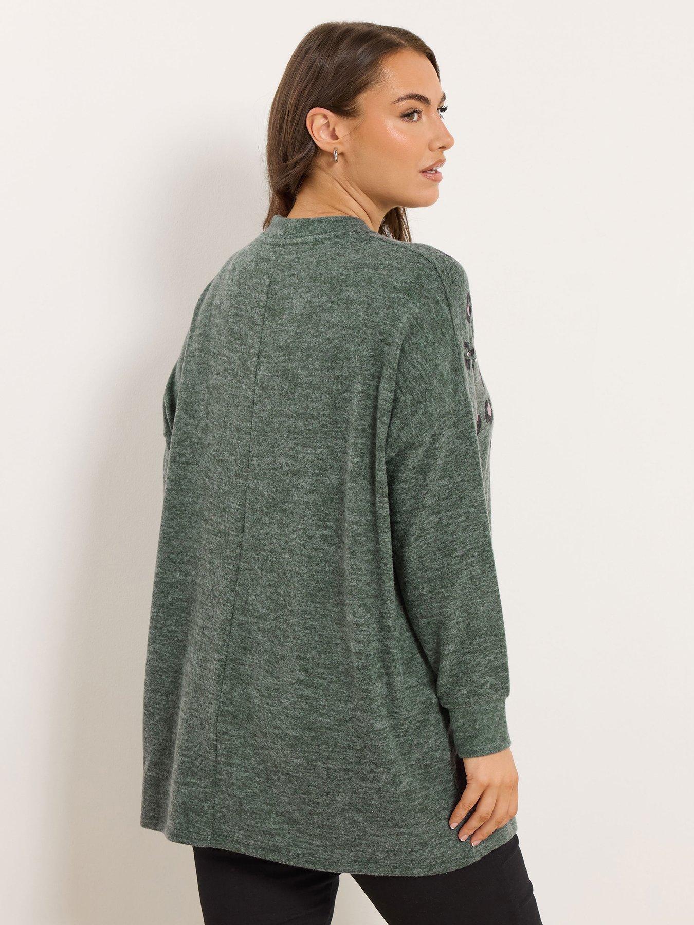  image of yours-curve-animal-stud-jumper--green
