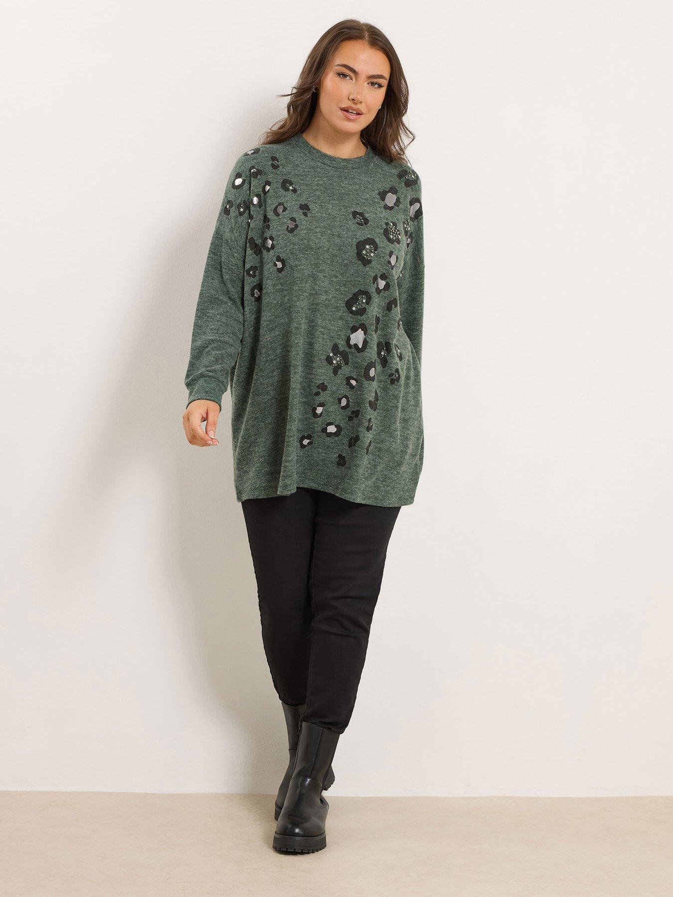  image of yours-curve-animal-stud-jumper--green