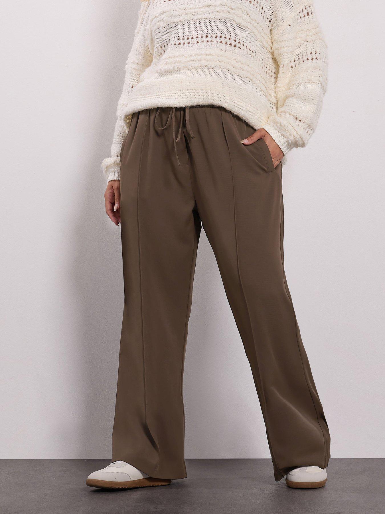 Yours Curve Seam Front Straight Leg Trouser - Brown