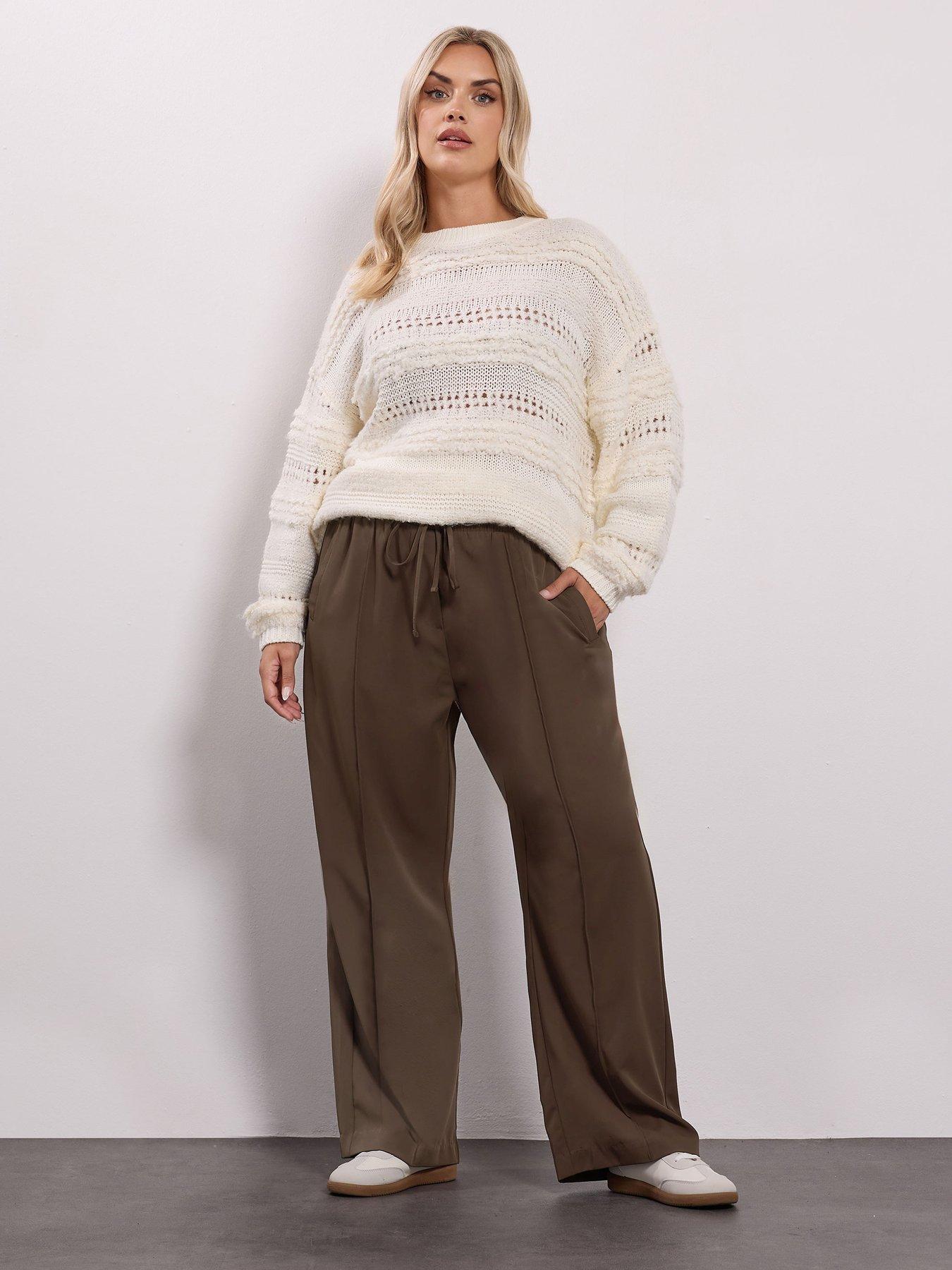 Image 3 of 4 of Yours Curve Seam Front Straight Leg Trouser - Brown