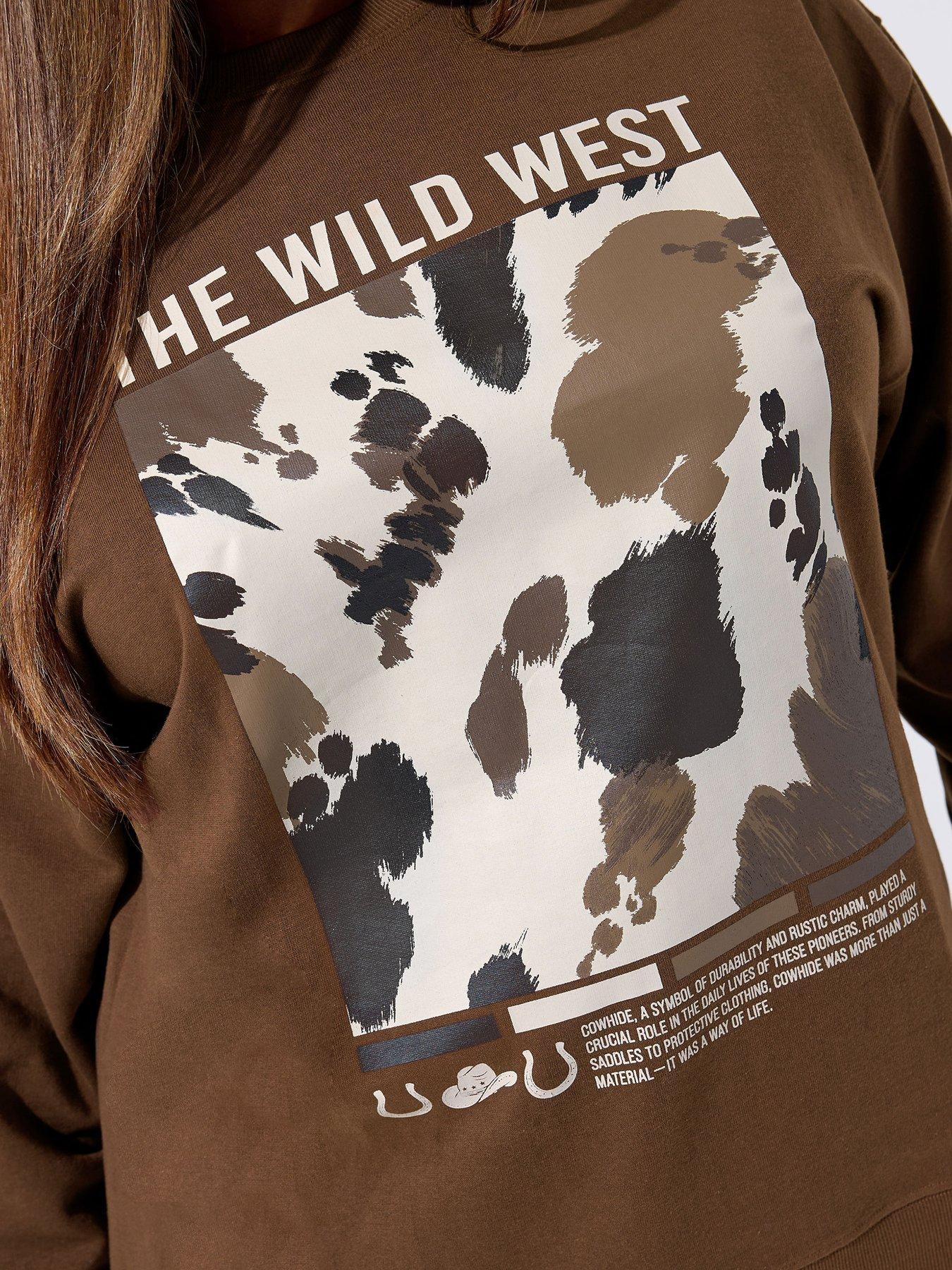 Image 4 of 4 of Yours Curve Wild West Sweatshirt - Brown