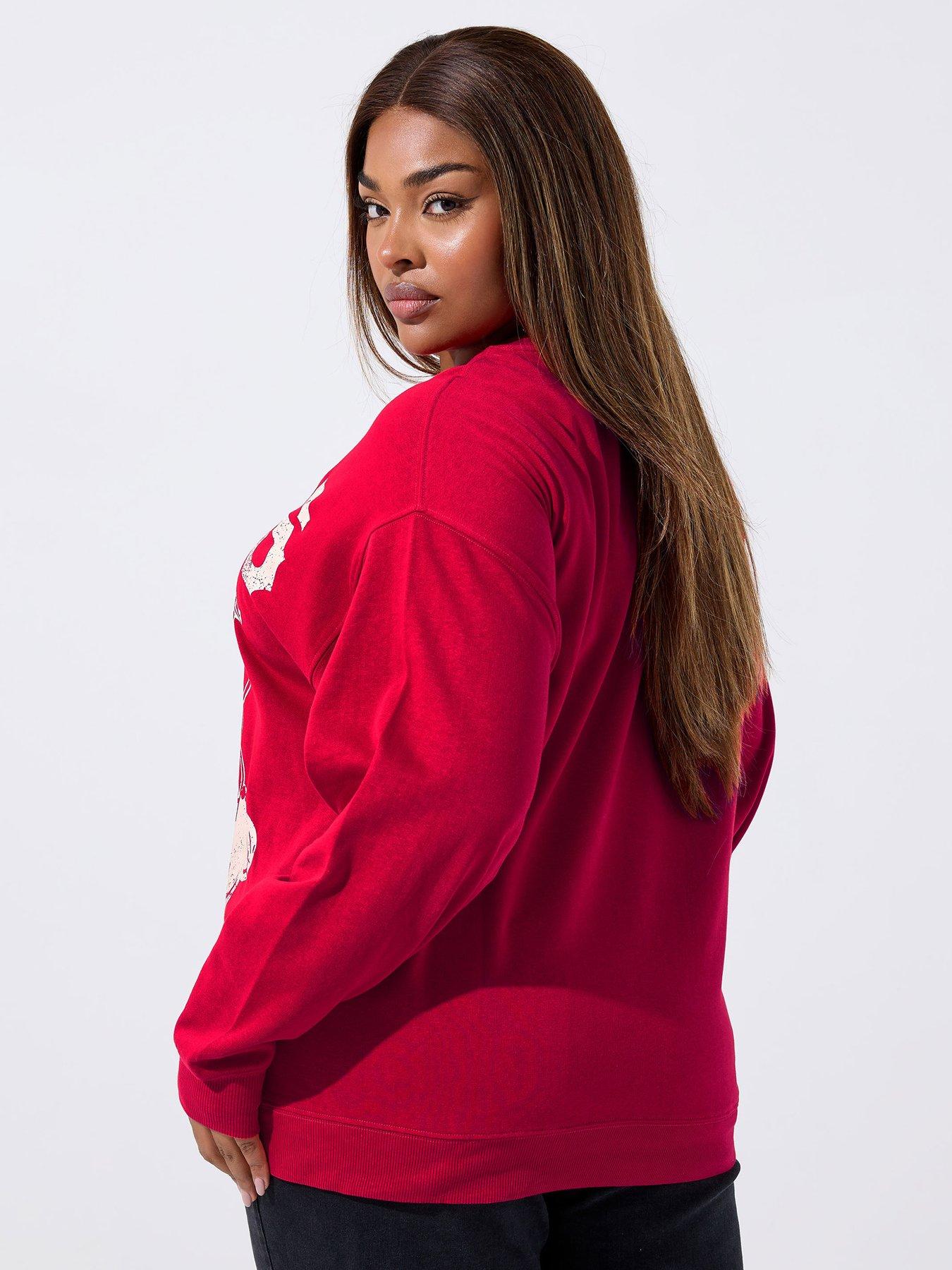 Yours Curve Texas Boot Sweatshirt - Red | Littlewoods