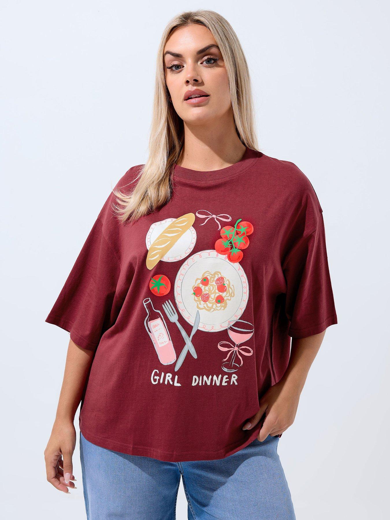 Yours Curve Girl Dinner T-shirt