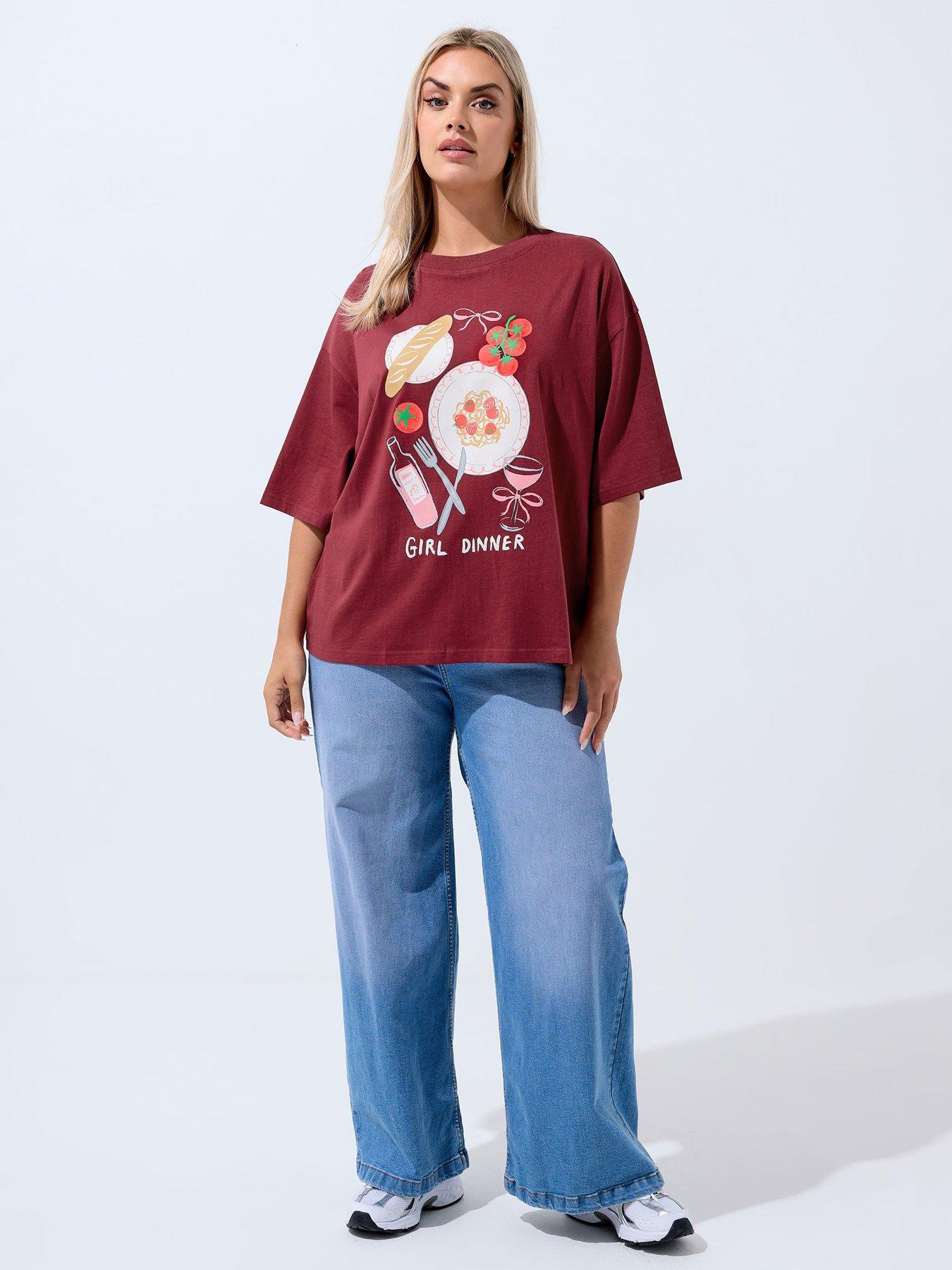  image of yours-curve-girl-dinner-t-shirt-red