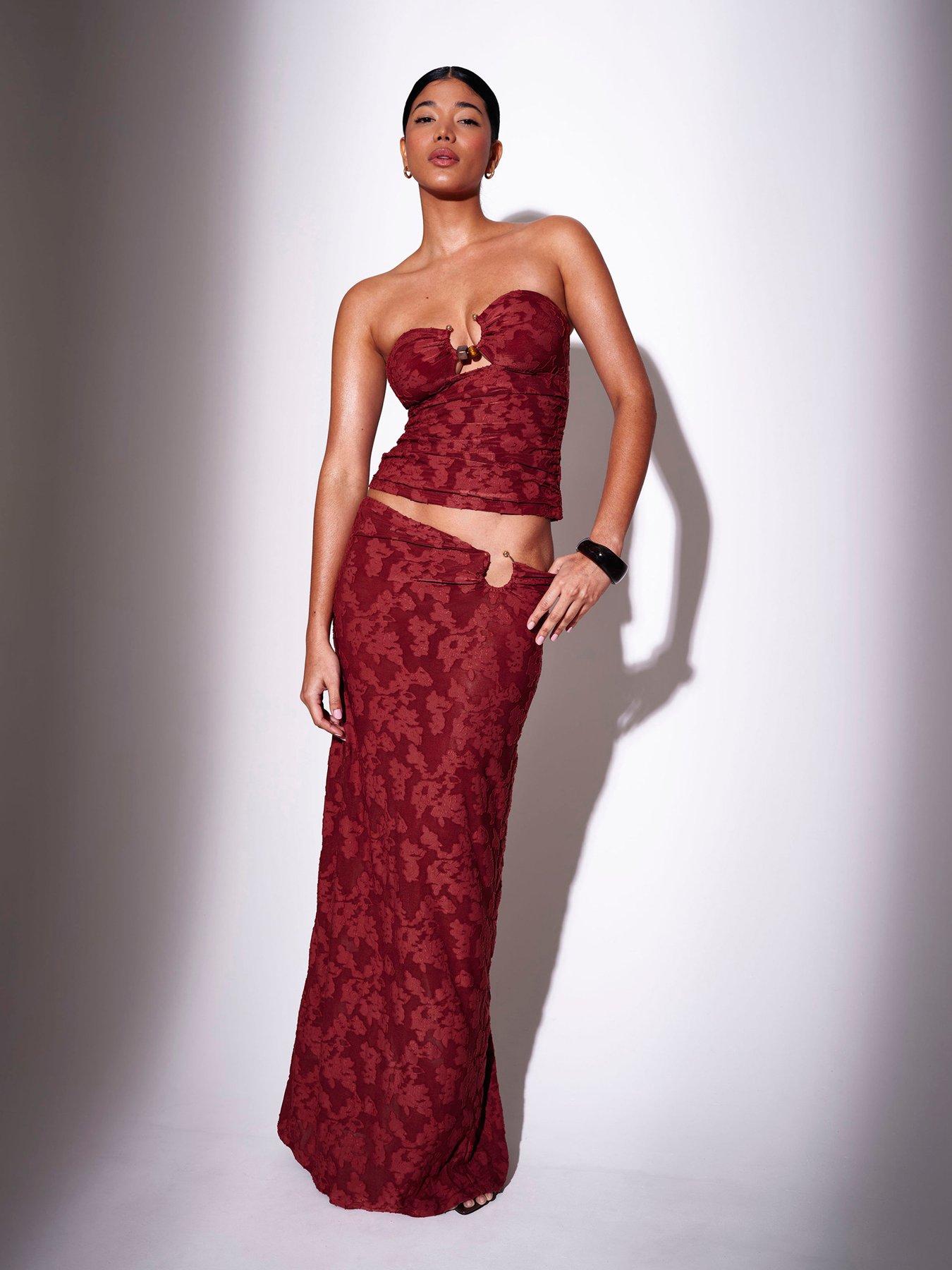 South Beach Ring Detail Bandeau Co Ord Top - Brown