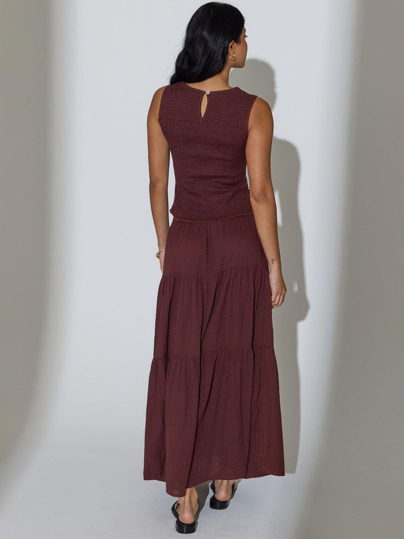  image of south-beach-shirred-sleeveless-top-brown