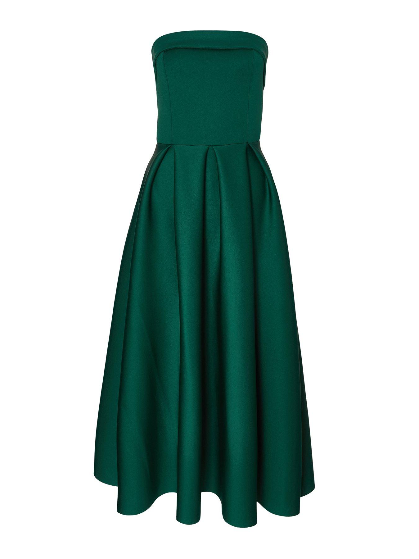  image of quiz-bottle-green-bandeau-skater-dress