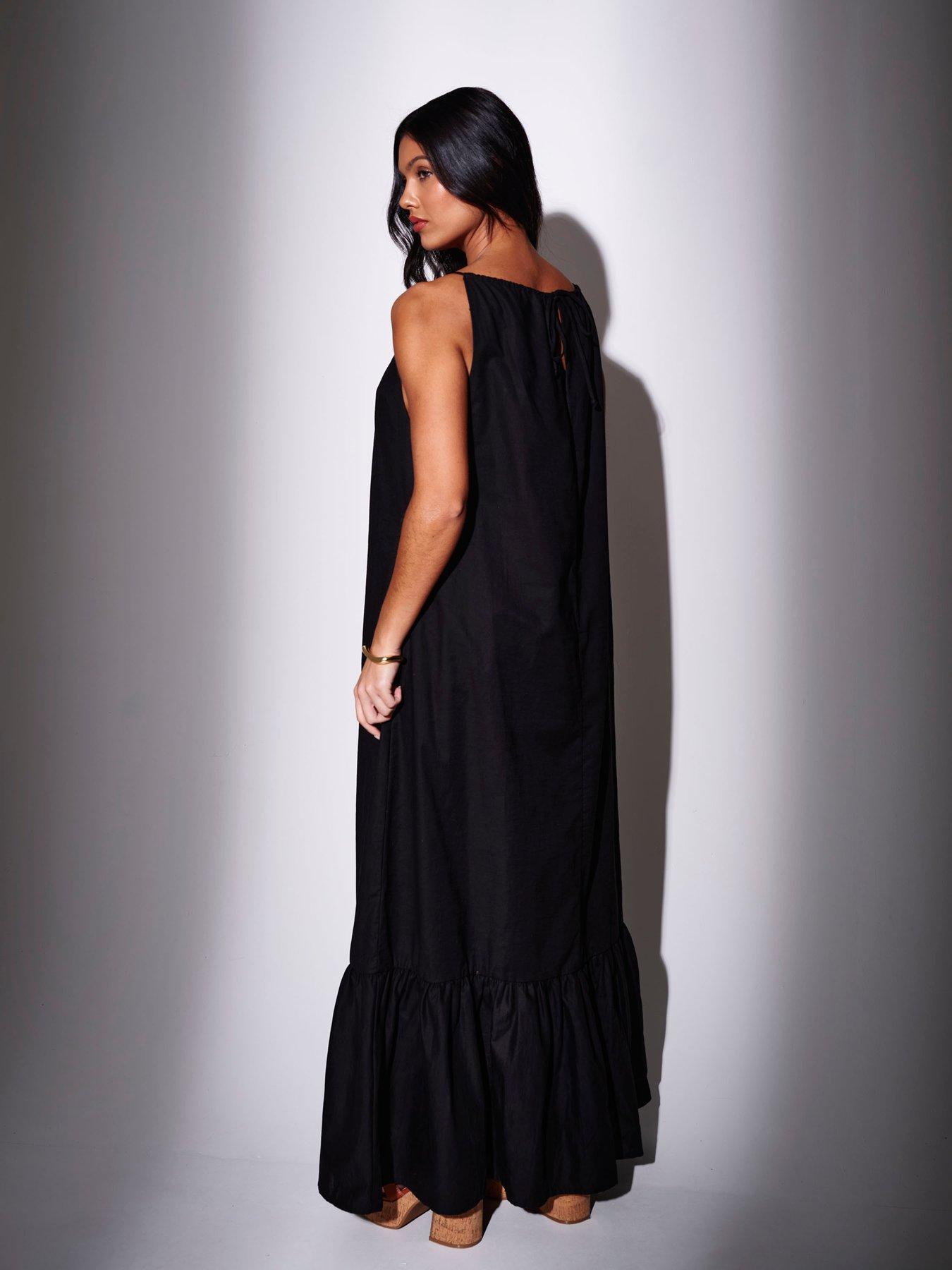 Image 4 of 4 of South Beach Exclusive Metallic Ring Detail Maxi Dress - Black