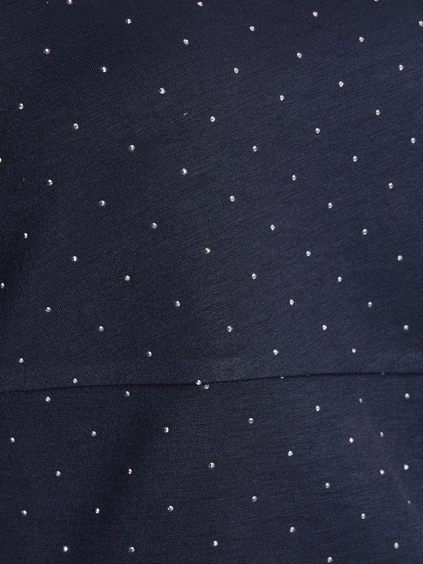  image of quiz-navy-diamante-short-sleeve-top
