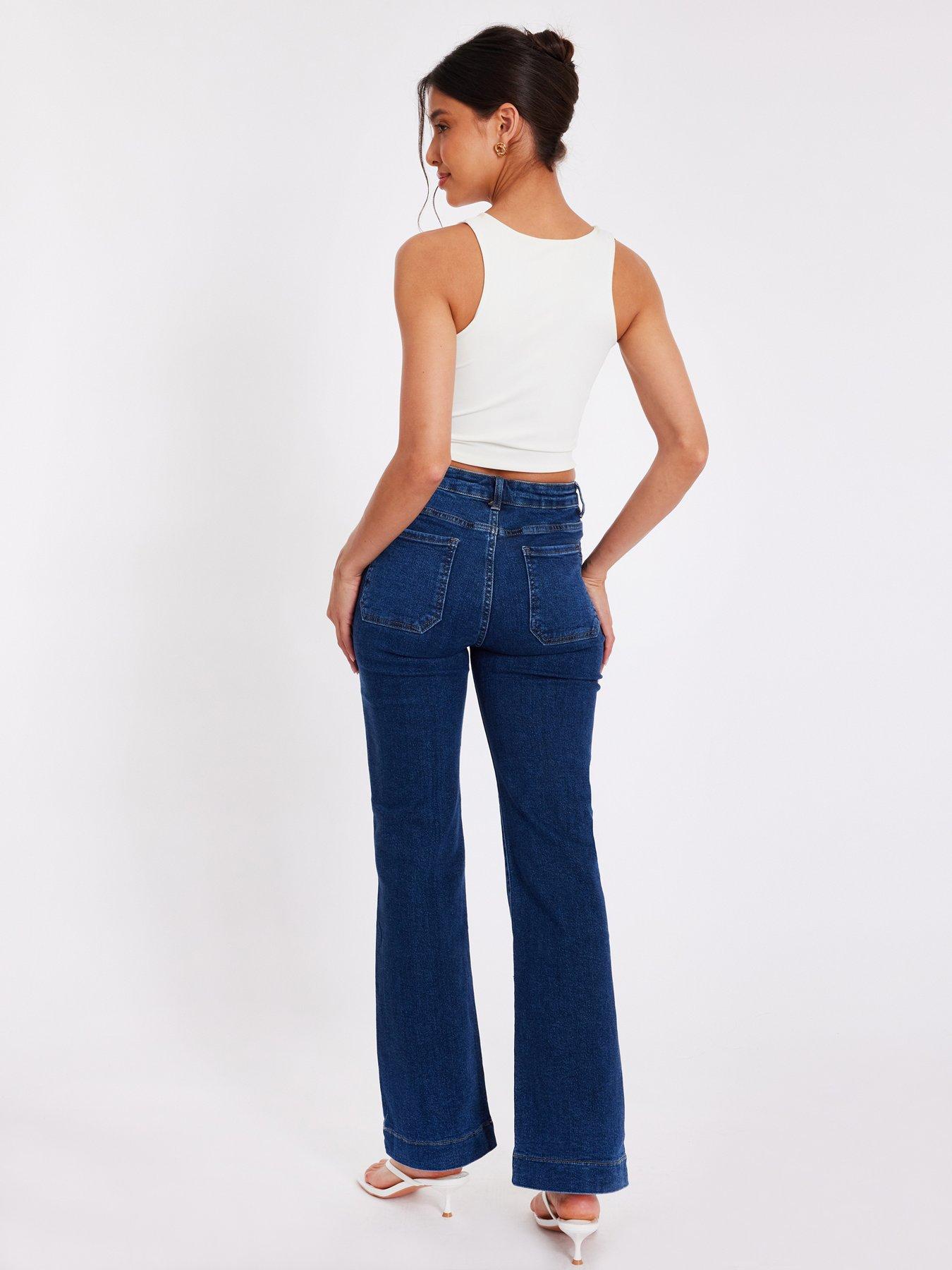  image of quiz-blue-diamante-front-pocket-jeans