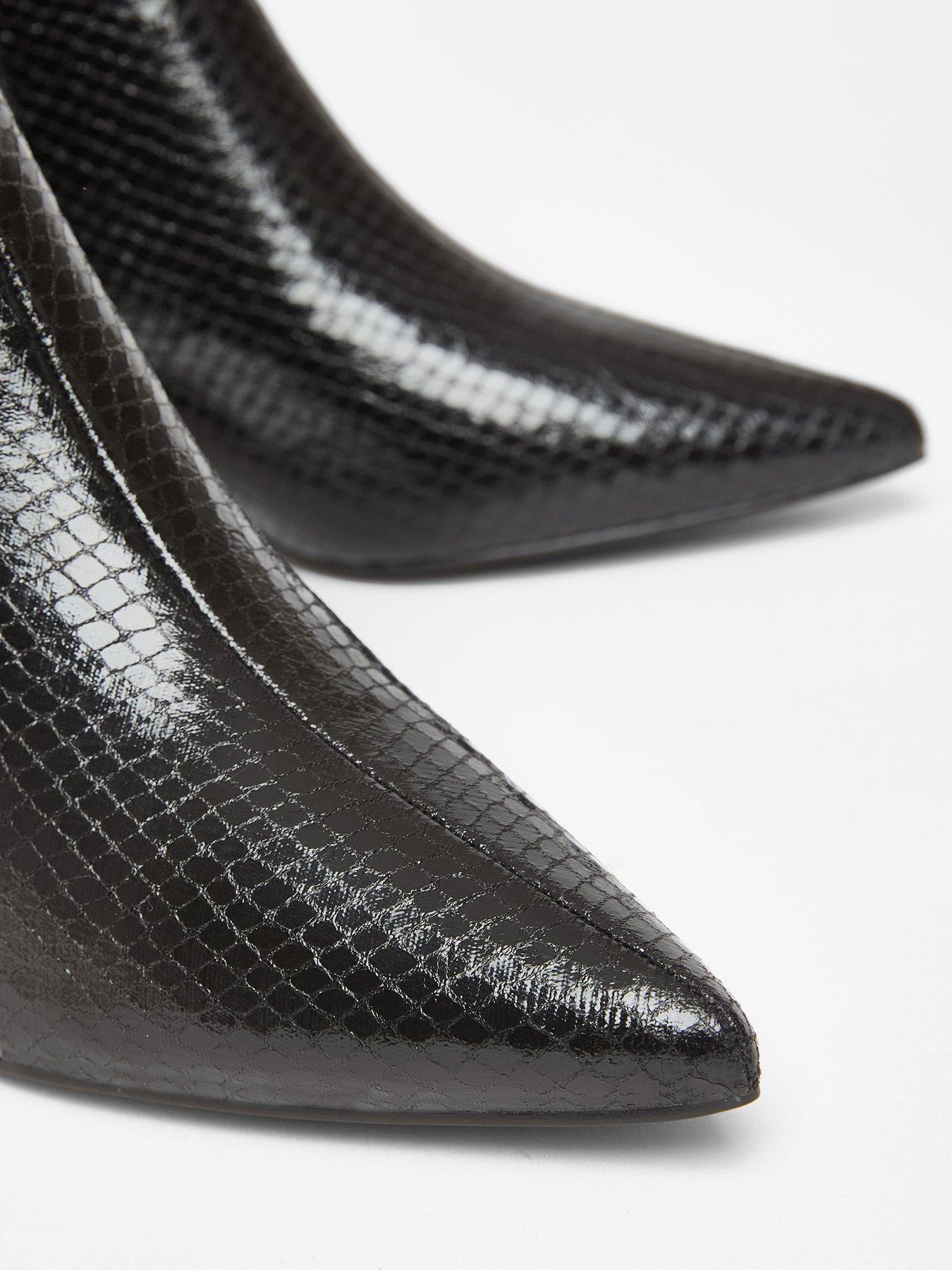 Image 5 of 5 of Quiz Black Snake Print Ankle Boots