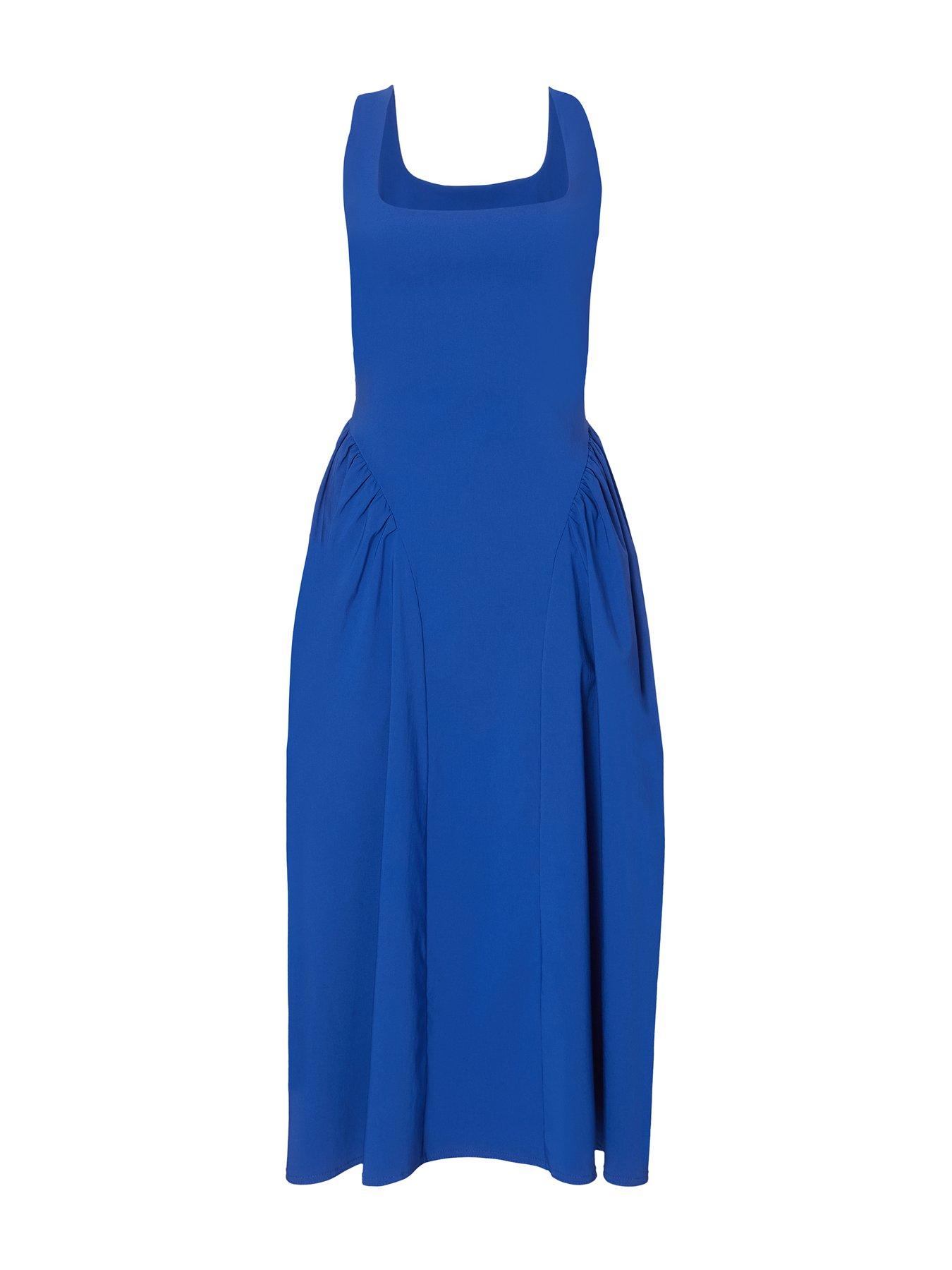 Image 4 of 6 of Quiz Royal Blue Gathered Side Midi Dress