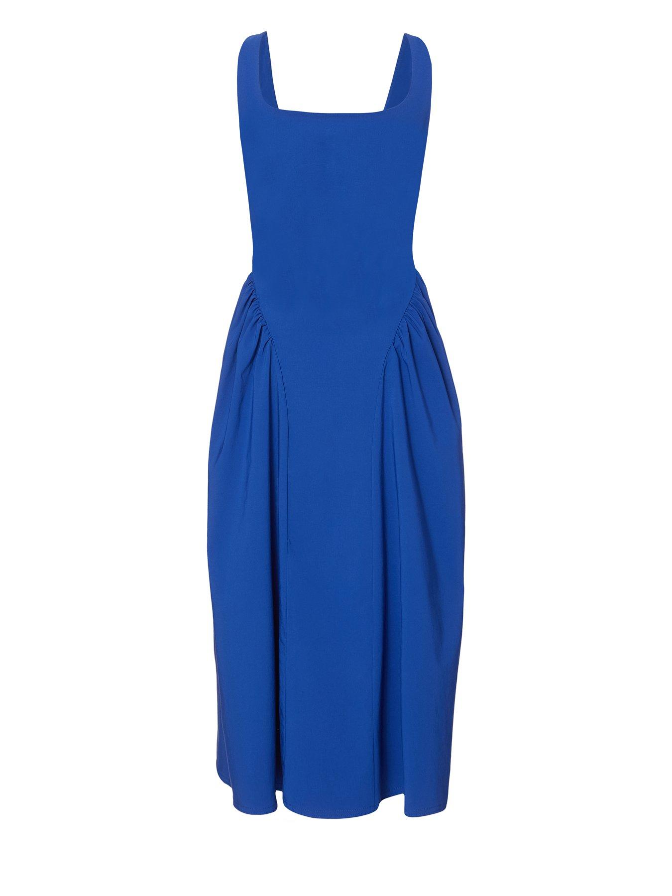 Image 5 of 6 of Quiz Royal Blue Gathered Side Midi Dress