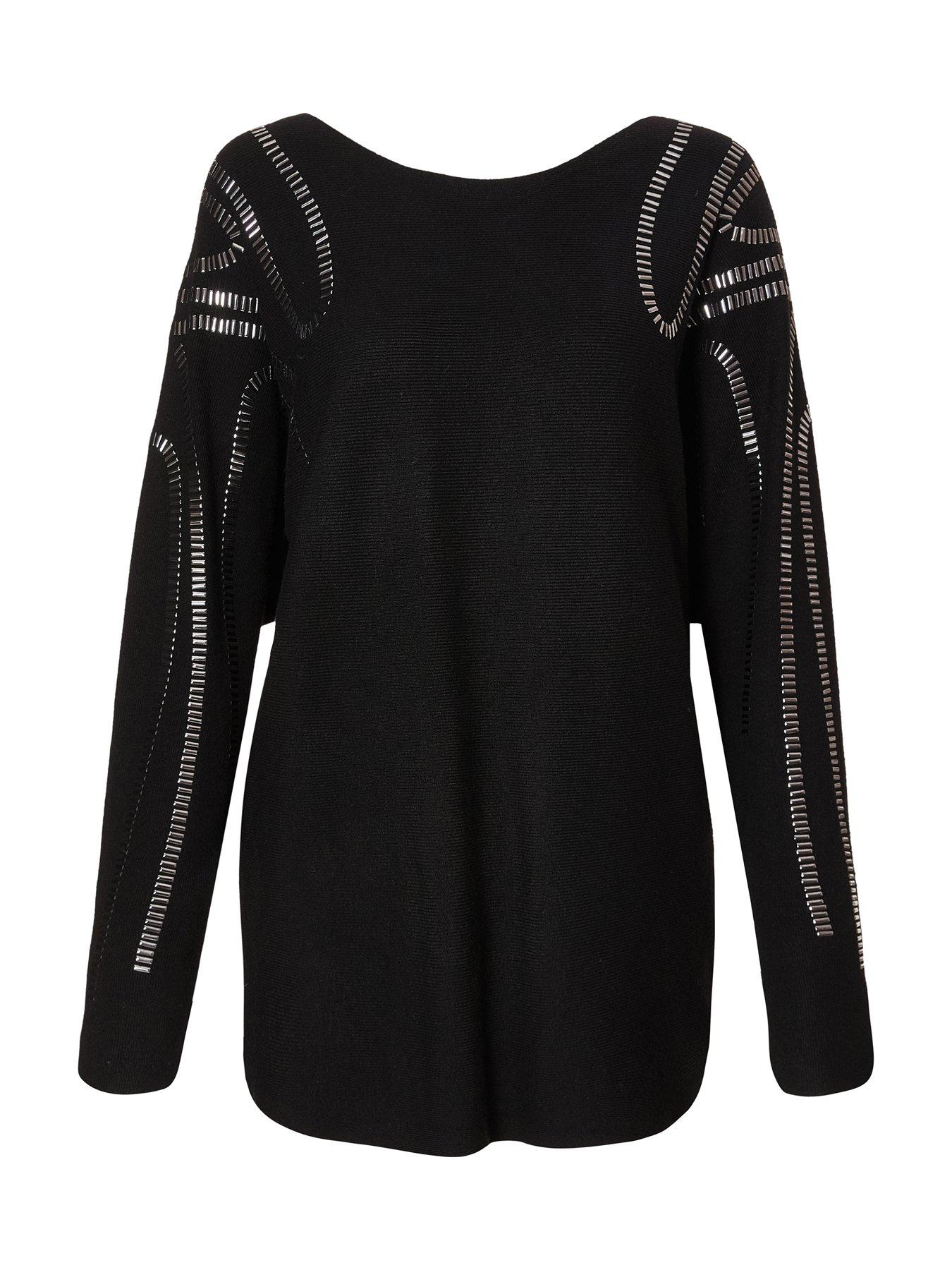  image of quiz-black-diamante-stud-jumper