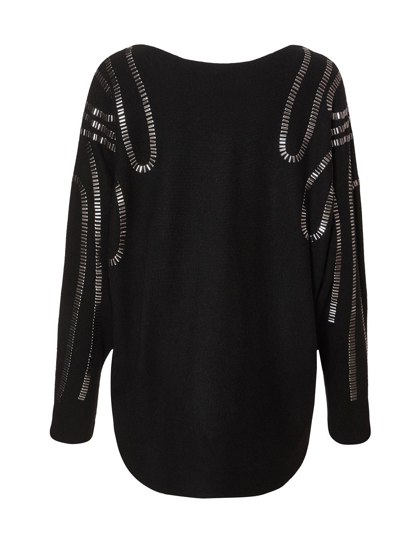  image of quiz-black-diamante-stud-jumper