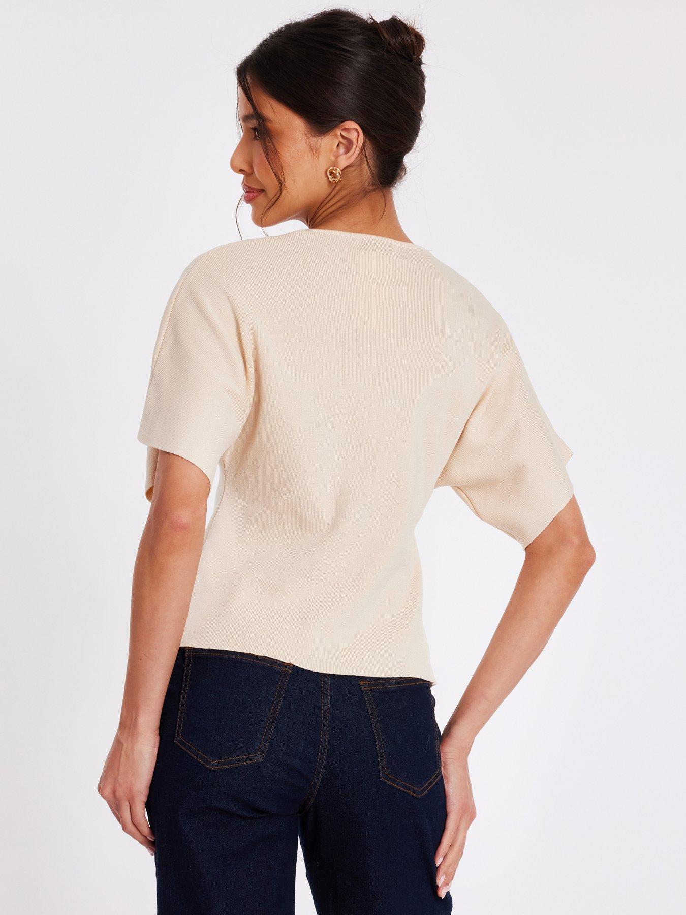  image of quiz-stone-short-sleeve-knit-cardigan