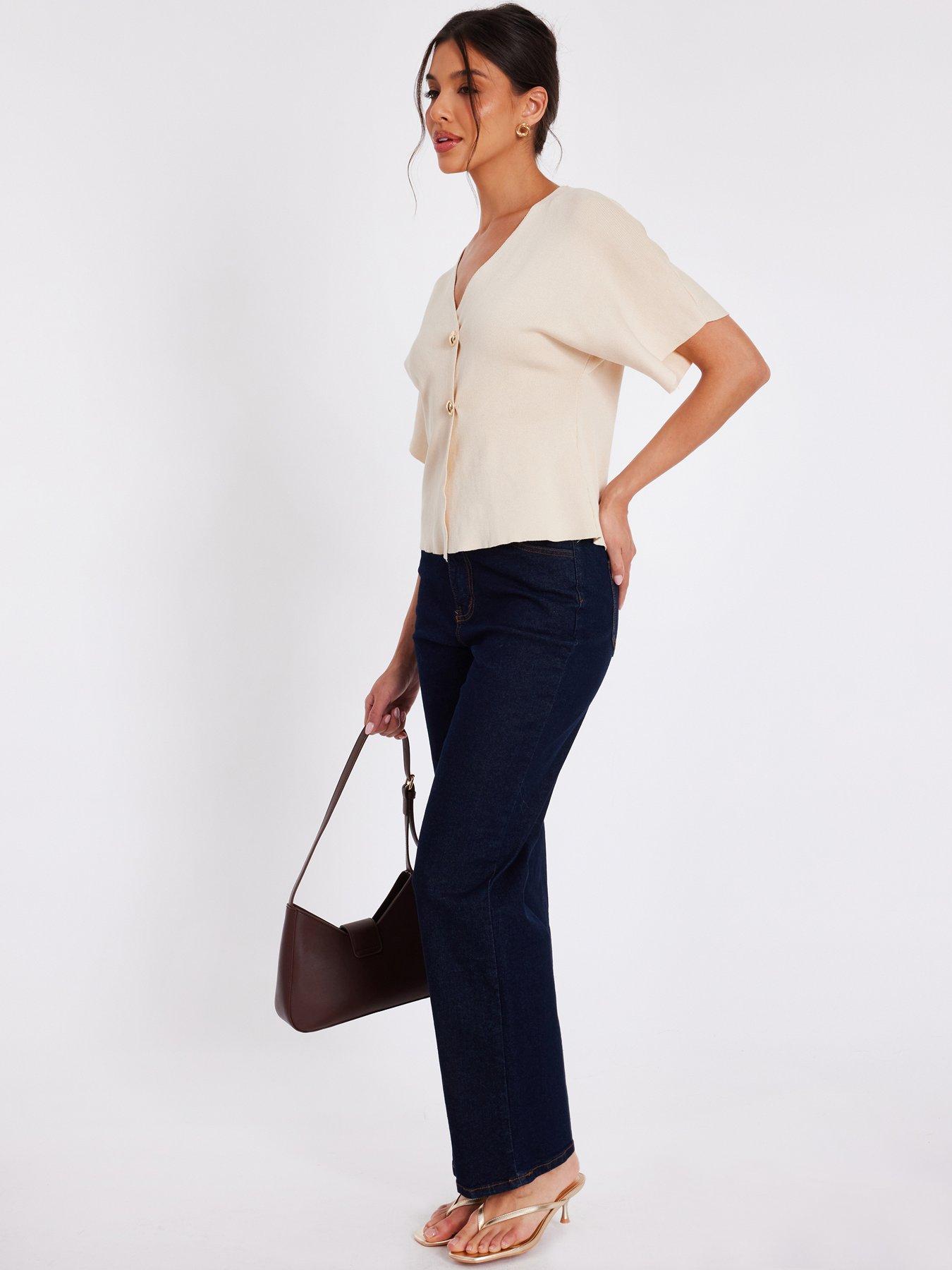  image of quiz-stone-short-sleeve-knit-cardigan