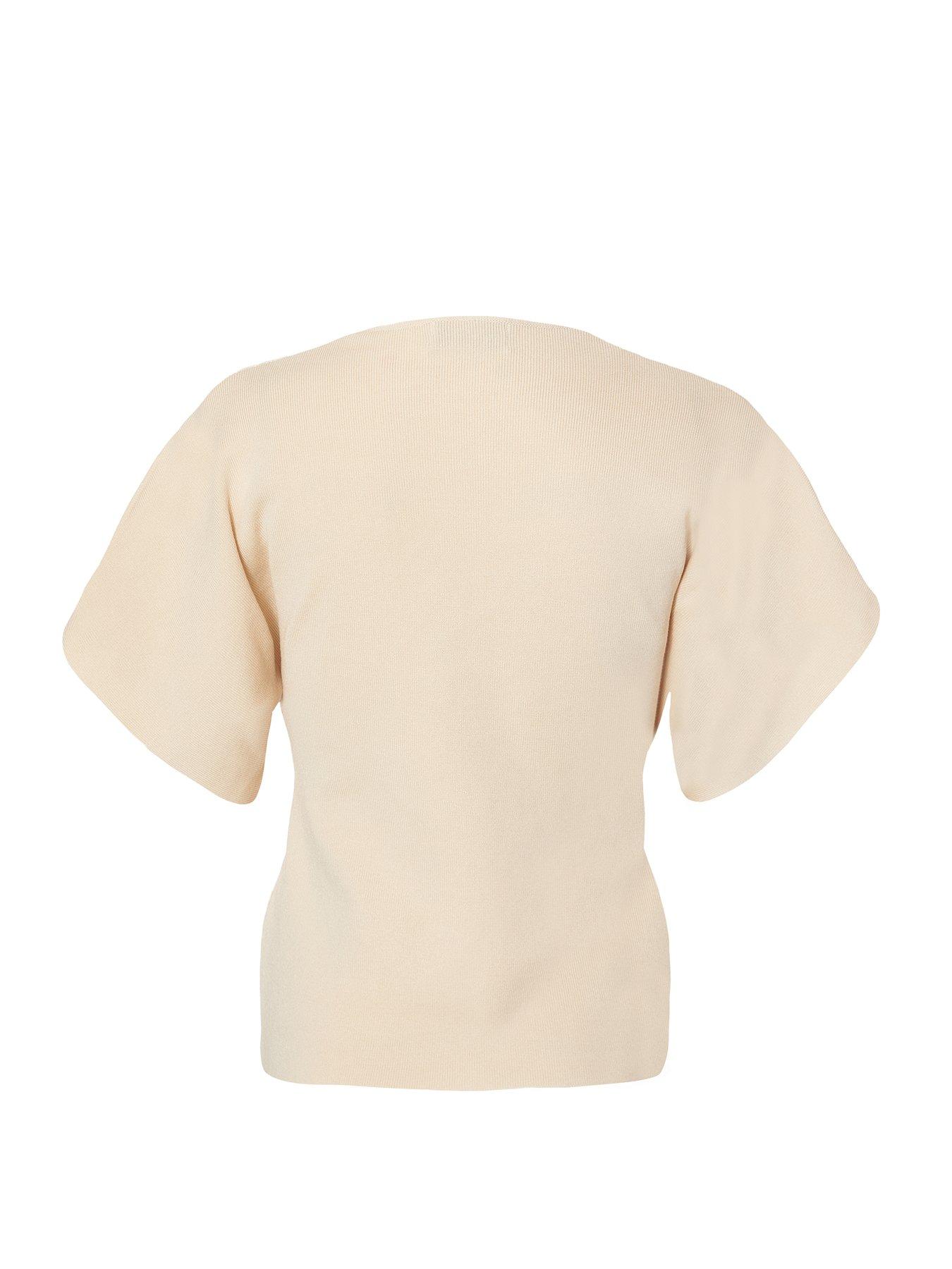  image of quiz-stone-short-sleeve-knit-cardigan