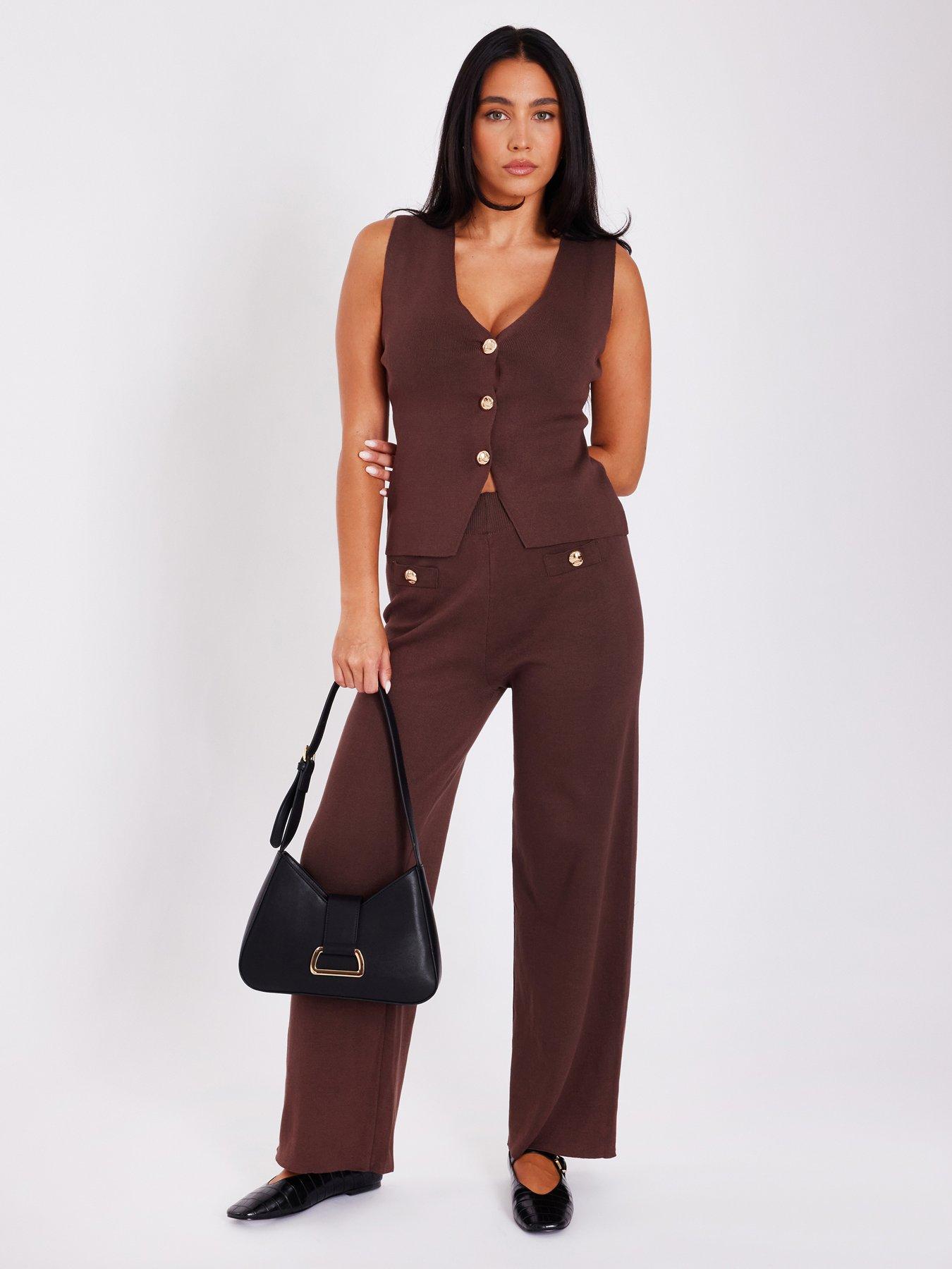  image of quiz-brown-knitted-trousers