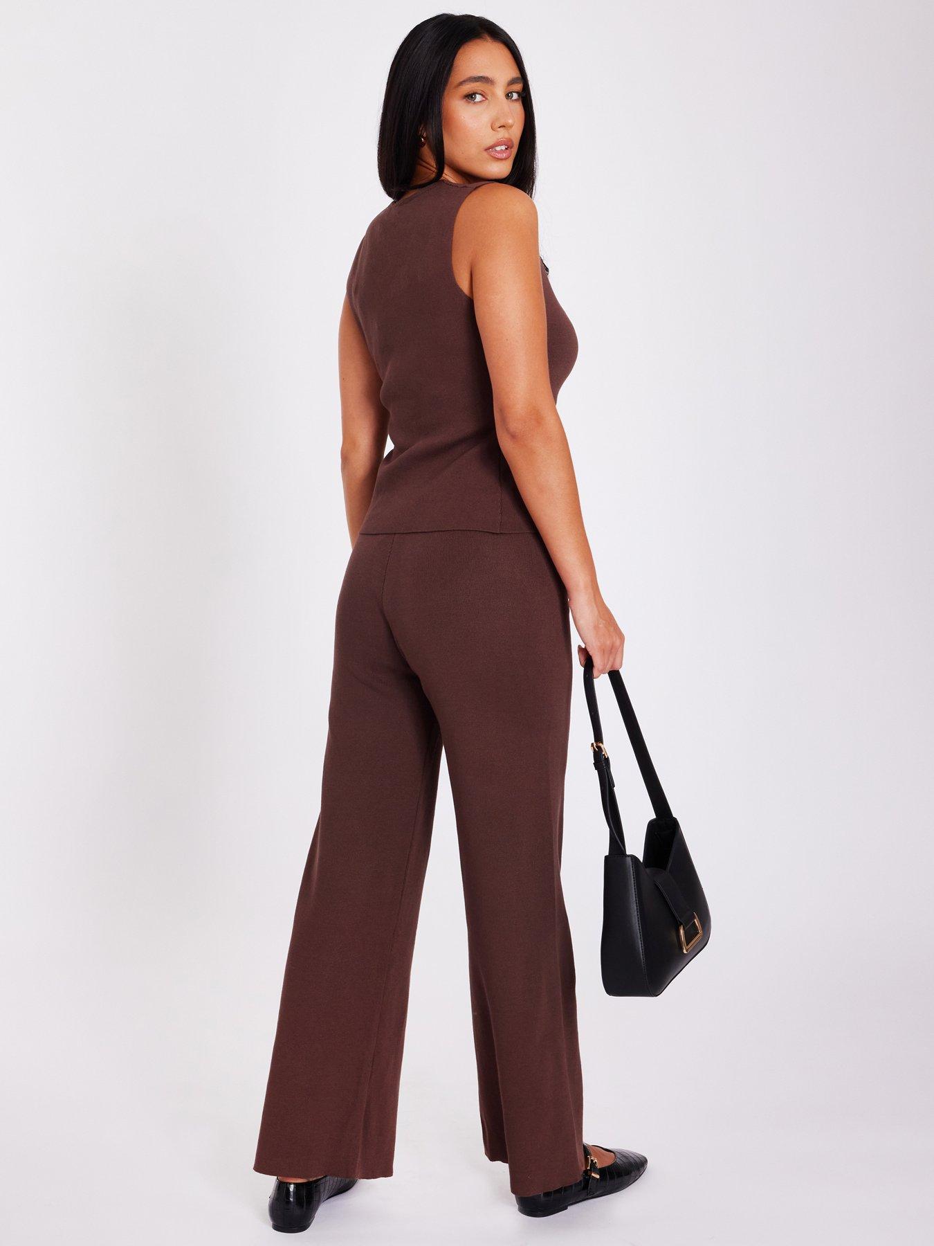  image of quiz-brown-knitted-trousers