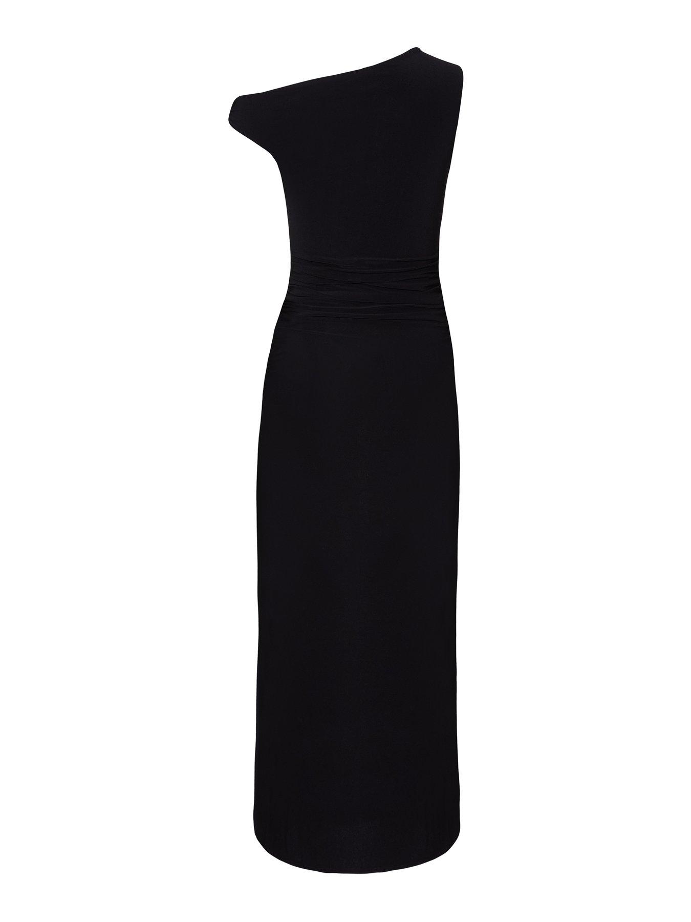 Image 5 of 6 of Quiz Black Asymmetric Midaxi Dress