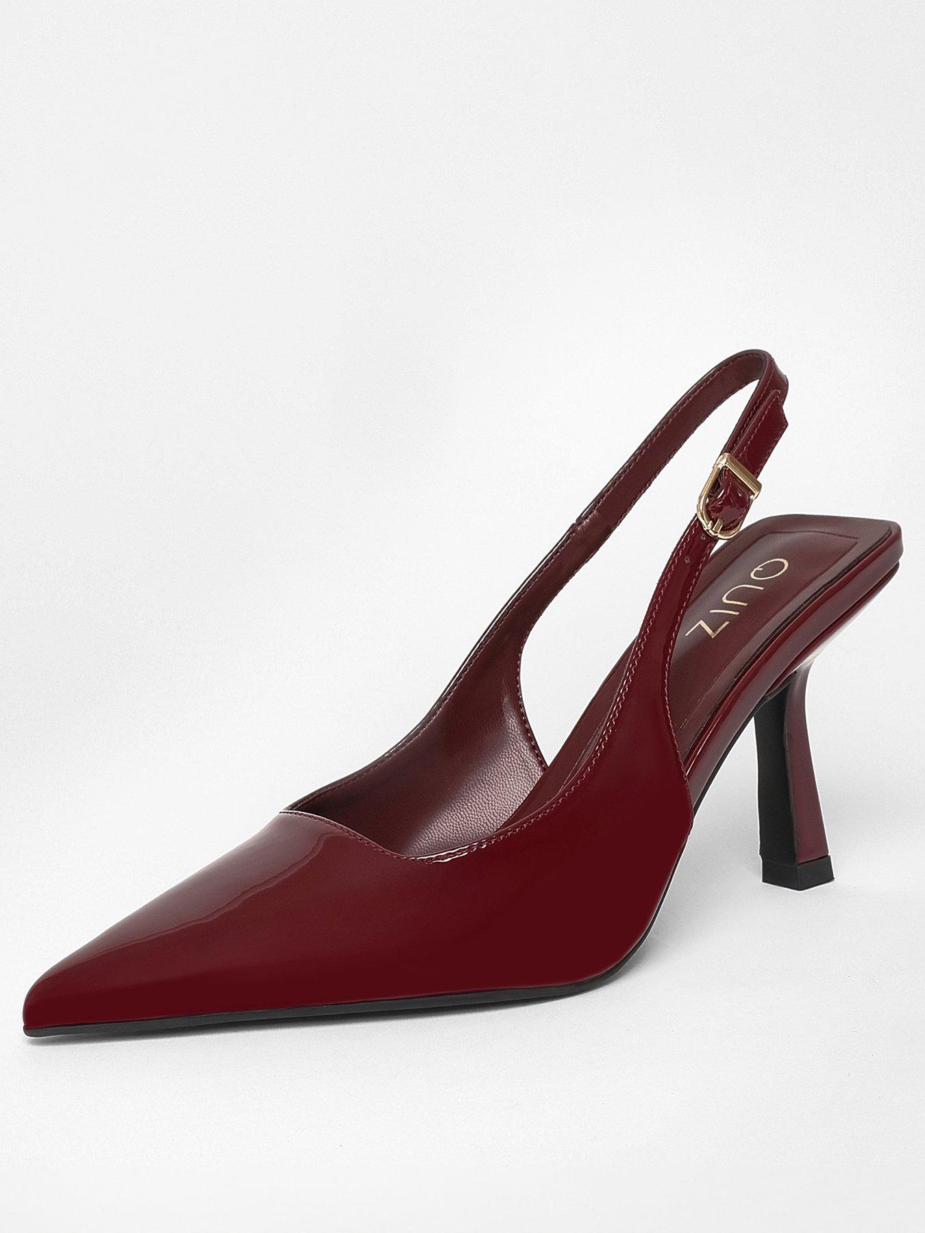  image of quiz-dark-red-faux-leather-court-heels