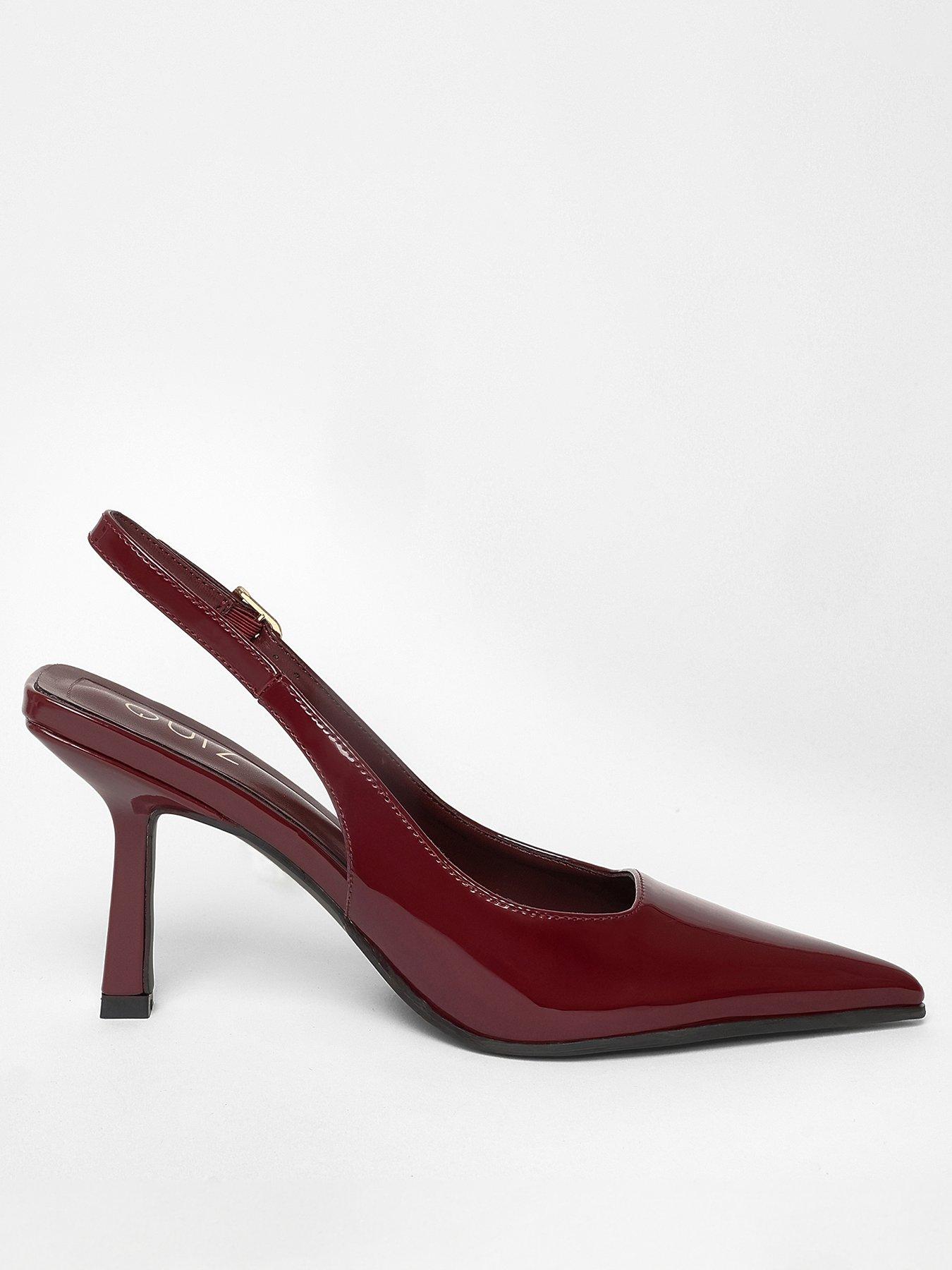  image of quiz-dark-red-faux-leather-court-heels