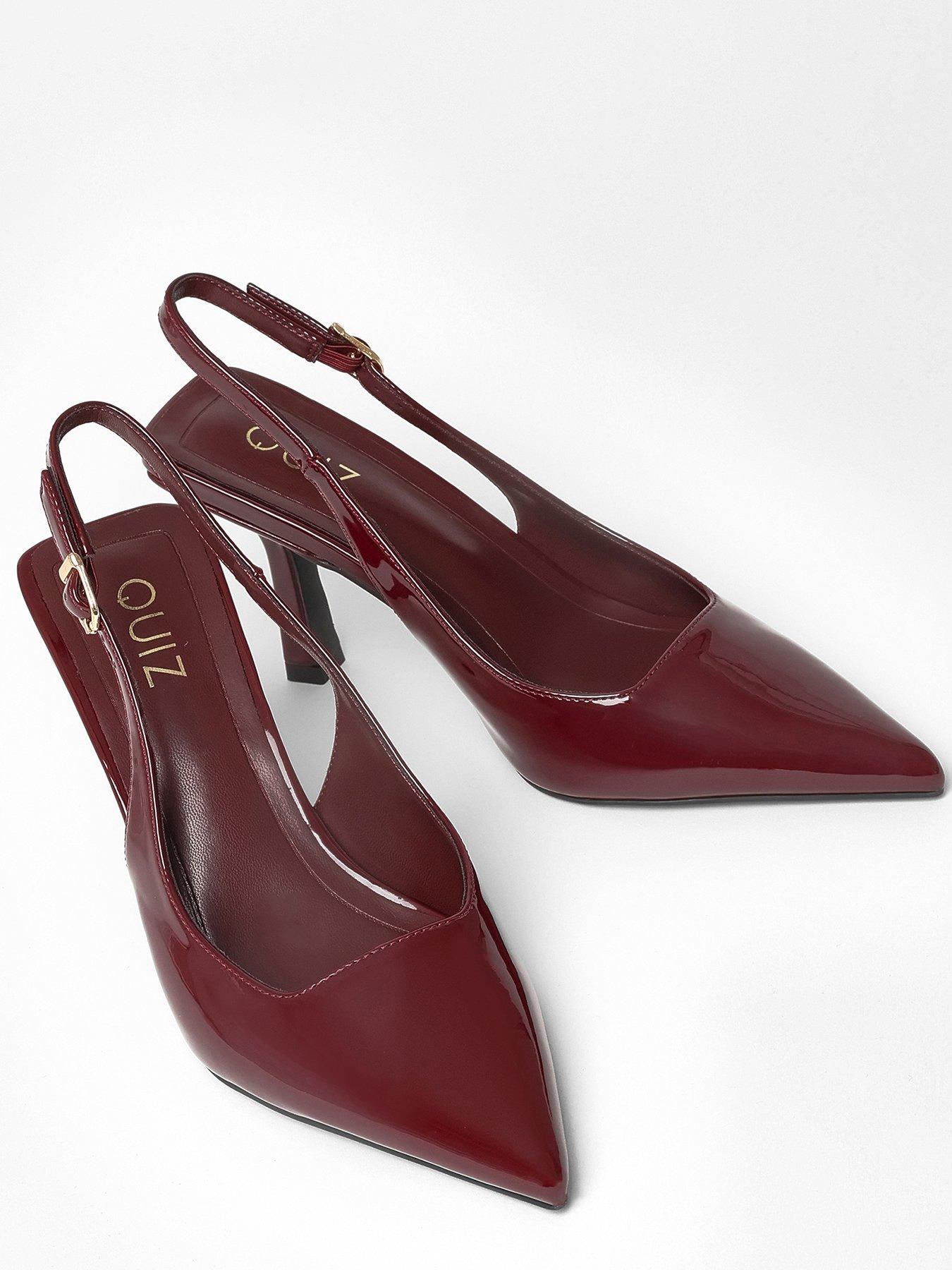  image of quiz-dark-red-faux-leather-court-heels