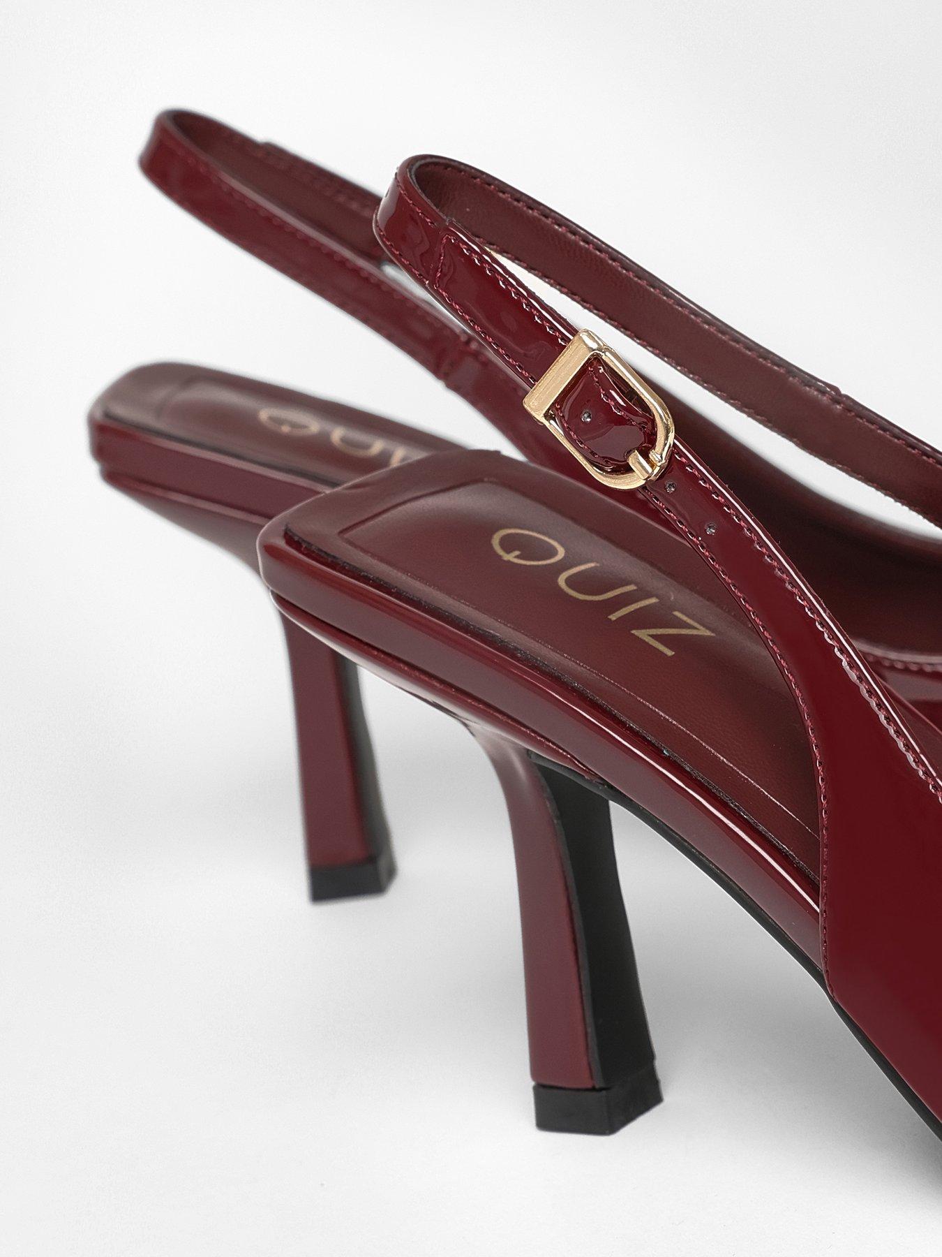  image of quiz-dark-red-faux-leather-court-heels