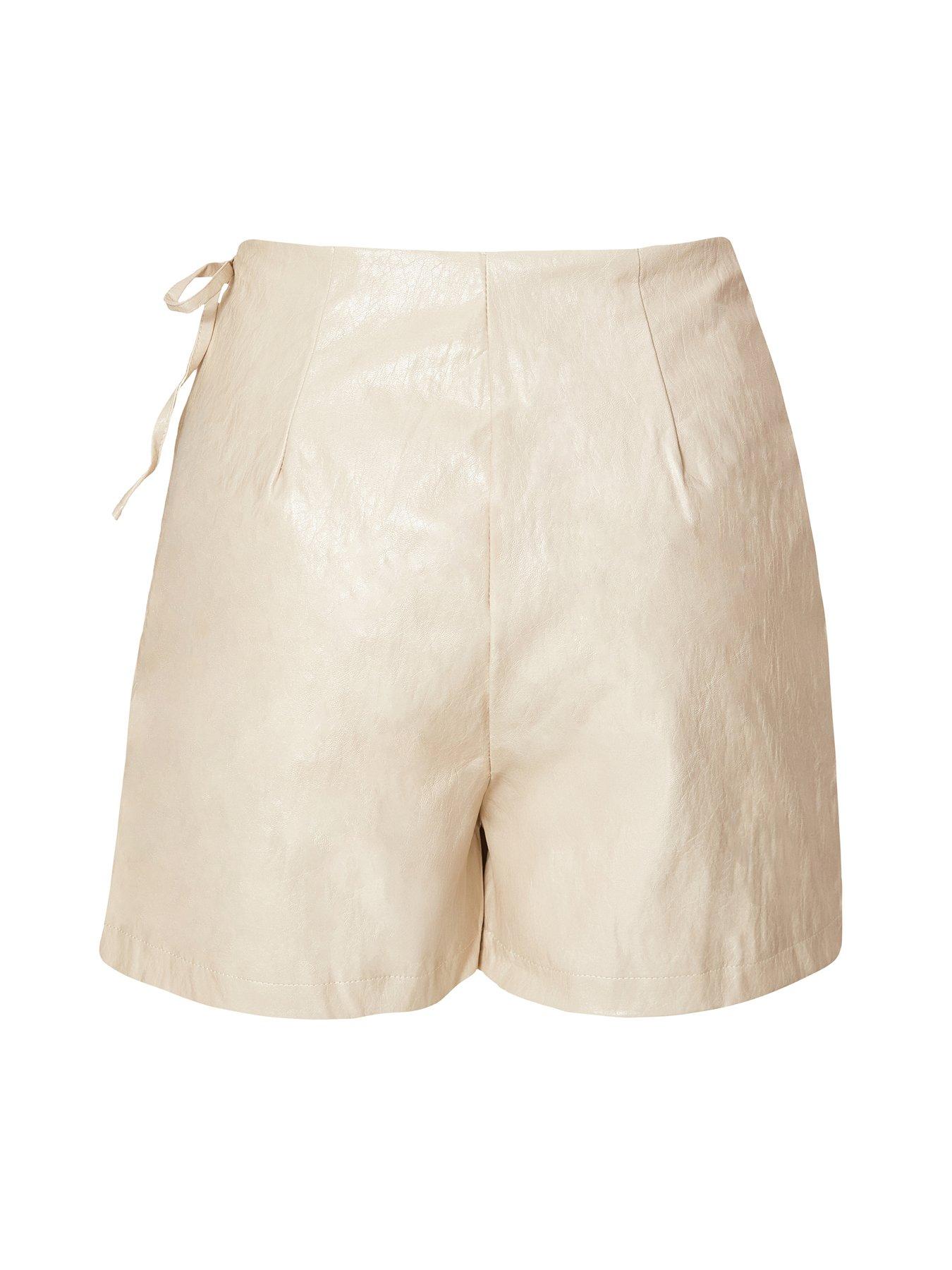  image of quiz-stone-faux-leather-skort