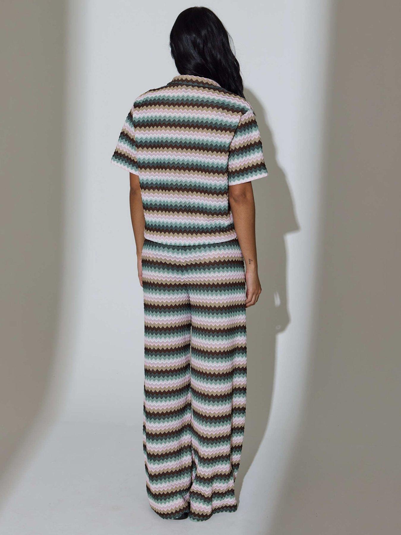 Image 2 of 4 of South Beach Crochet Short Sleeve Boxy Shirt- Multi