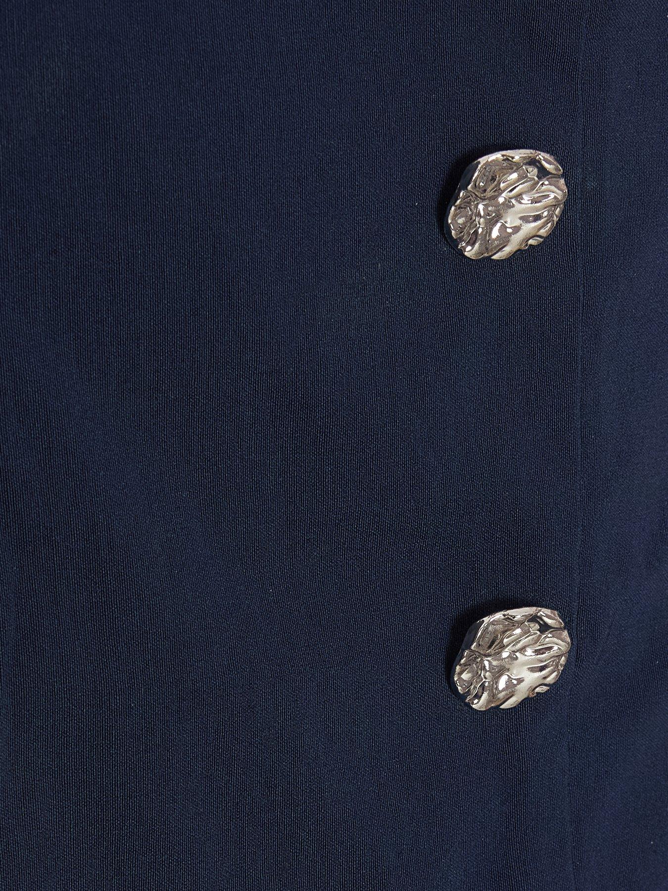 Image 6 of 6 of Quiz Navy Button Front Midi Dress