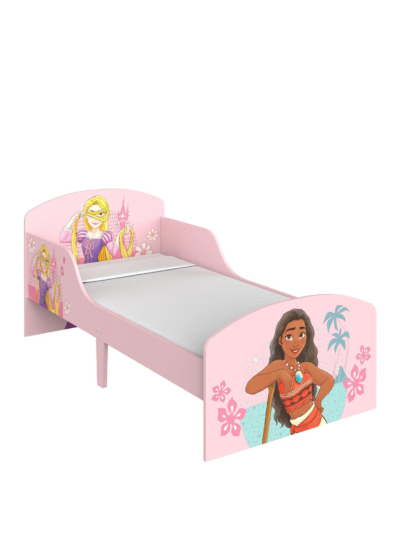  image of disney-princess-toddler-bed-sturdy-engineered-wood-construction-guarded-sides-wooden-slats-fits-140cm-x-70cm-mattress-mattress-not-included