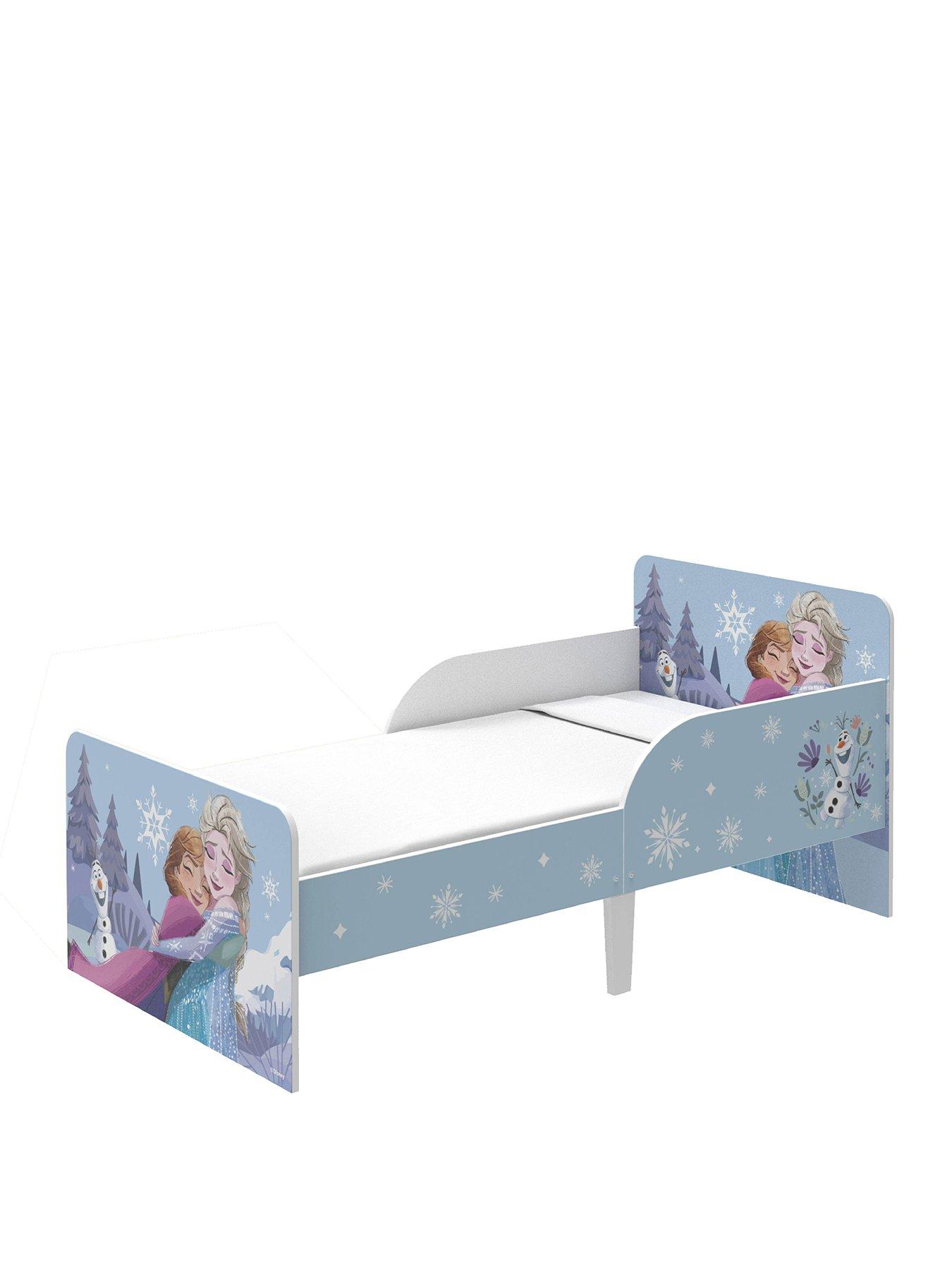  image of disney-frozen-toddler-bed-sturdy-engineered-wood-construction-guarded-sides-wooden-slats-fits-140cm-x-70cm-mattress-mattress-not-included