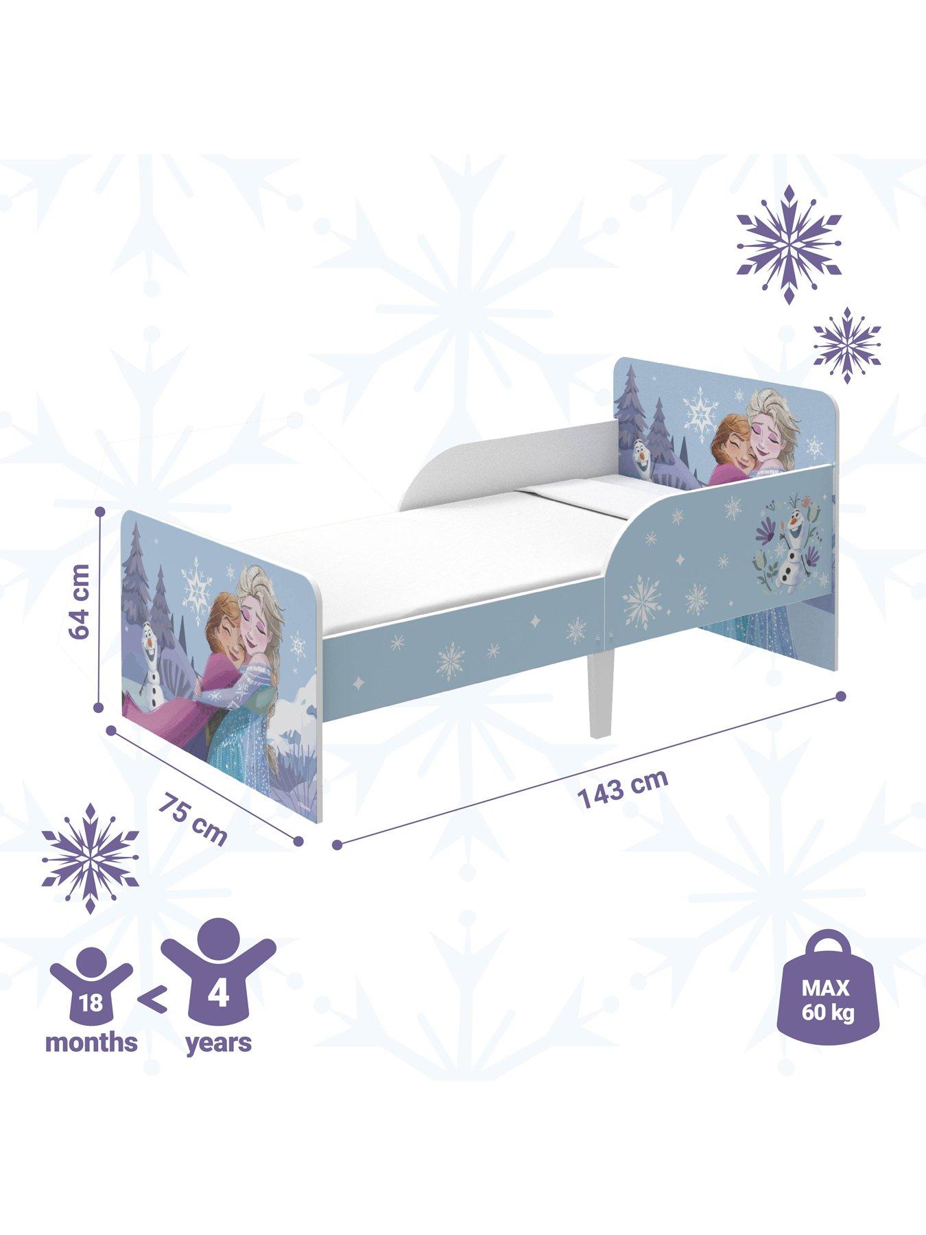  image of disney-frozen-toddler-bed-sturdy-engineered-wood-construction-guarded-sides-wooden-slats-fits-140cm-x-70cm-mattress-mattress-not-included