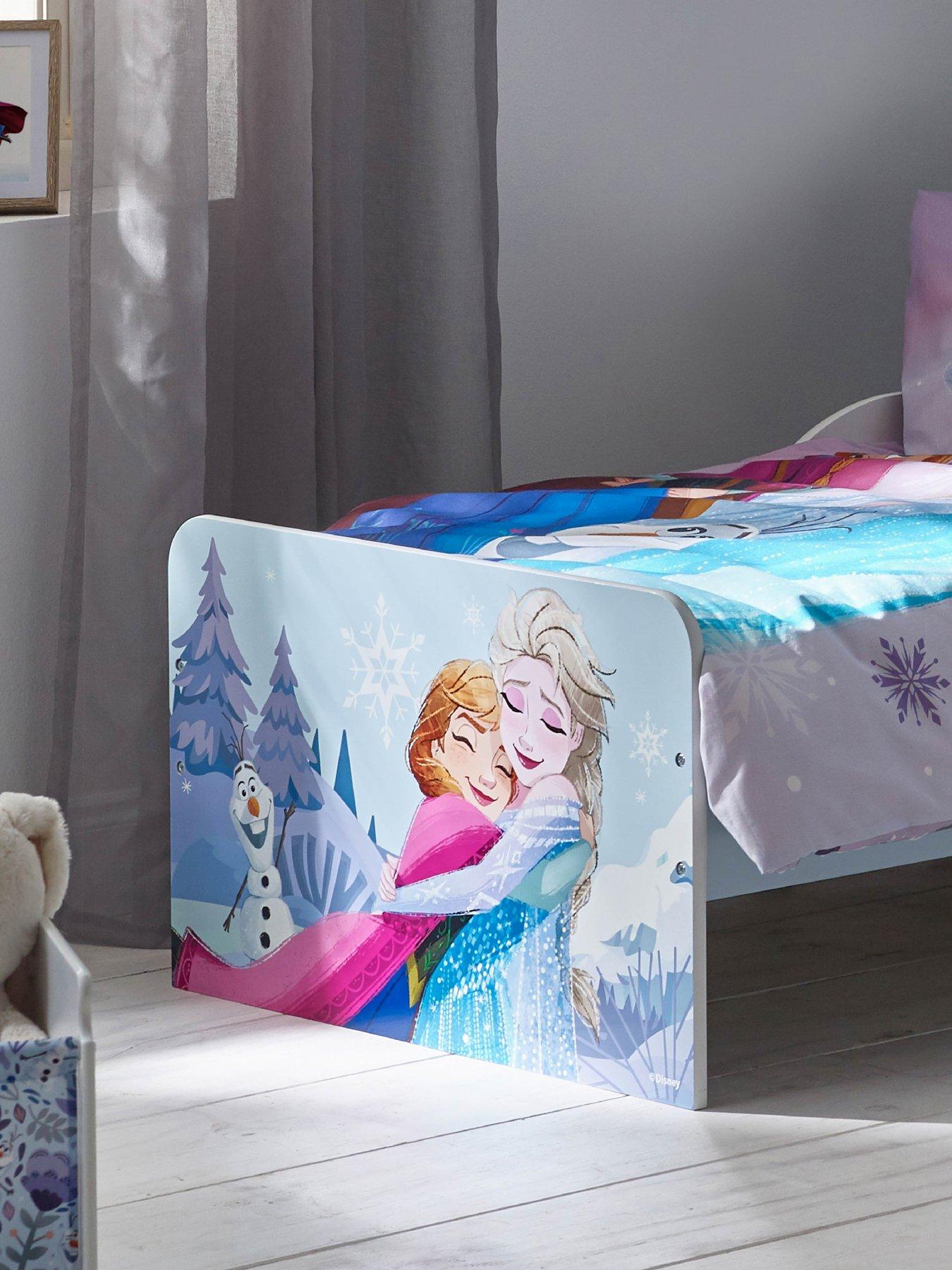  image of disney-frozen-toddler-bed-sturdy-engineered-wood-construction-guarded-sides-wooden-slats-fits-140cm-x-70cm-mattress-mattress-not-included