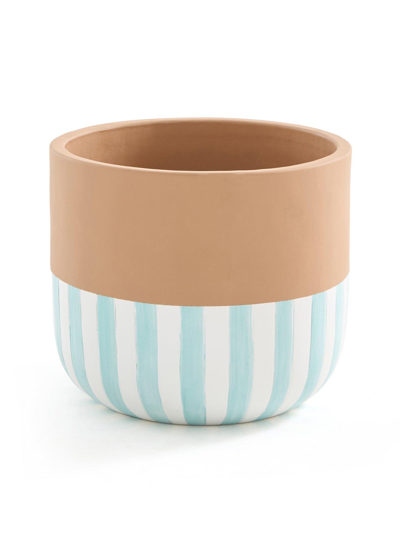  image of the-very-collection-stripe-planter-28cm--blue