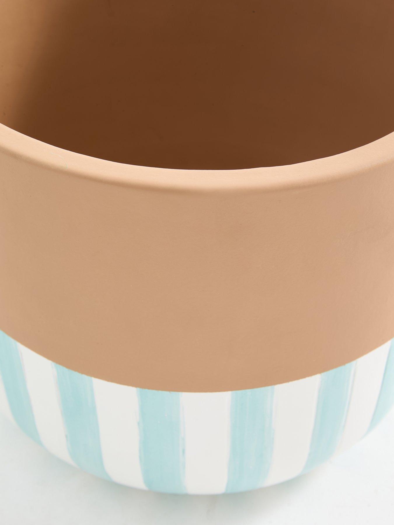  image of the-very-collection-stripe-planter-28cm--blue