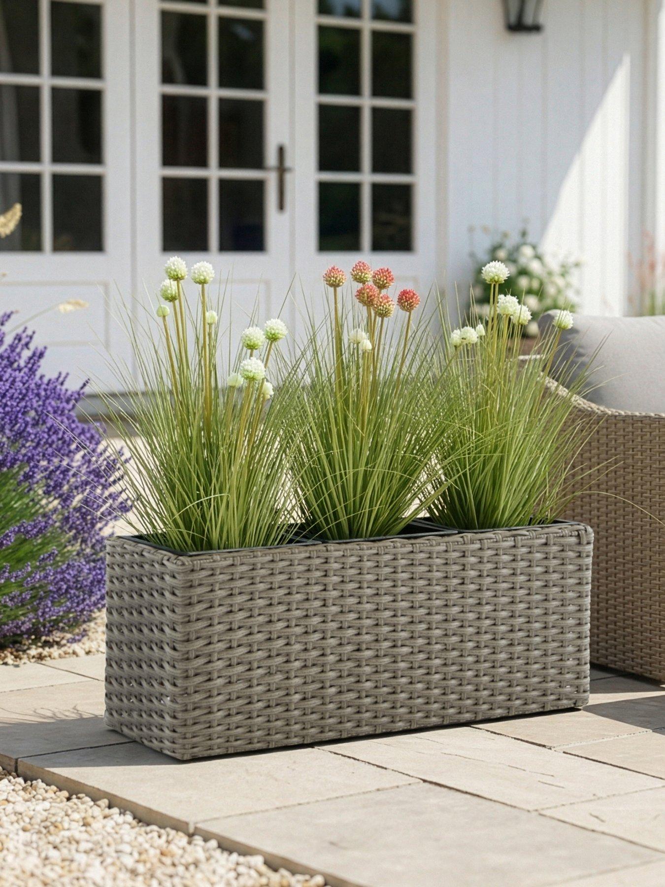 The Very Collection Antigua Trough Shape Rattan Planter