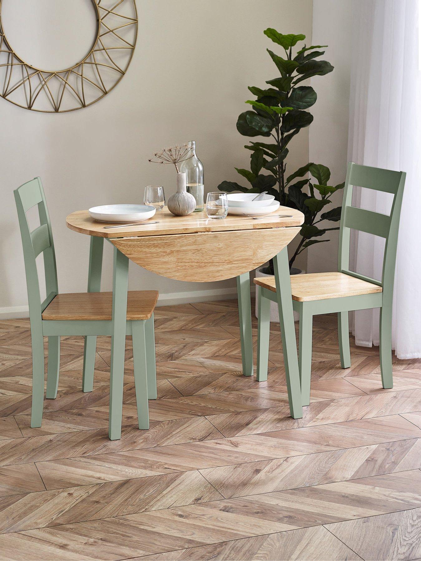 Julian Bowen Linwood Round Drop Leaf Dining Table With 2 Chairs