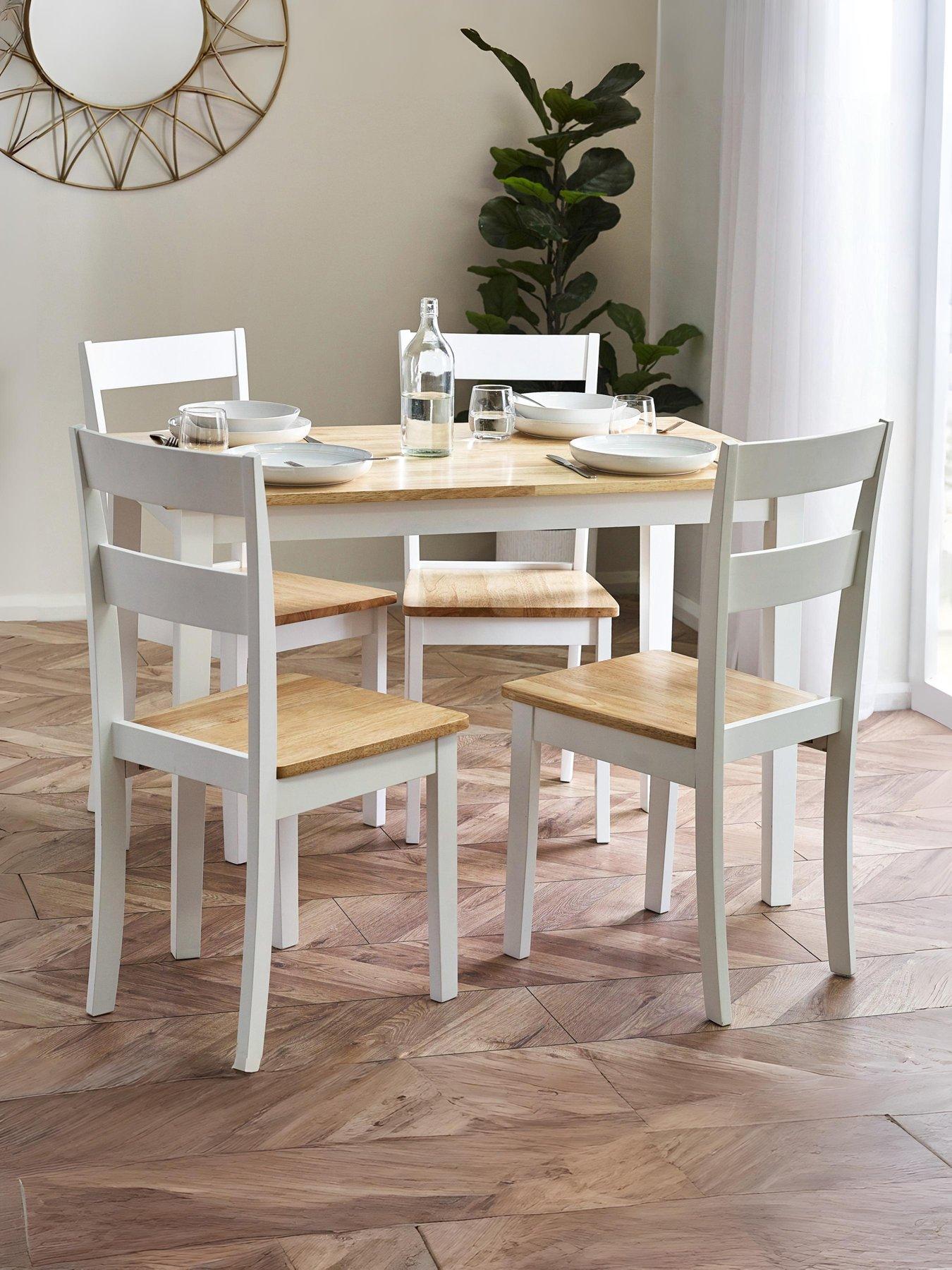Julian Bowen Linwood Dining Table with Chair and Bench Options - White/Oak