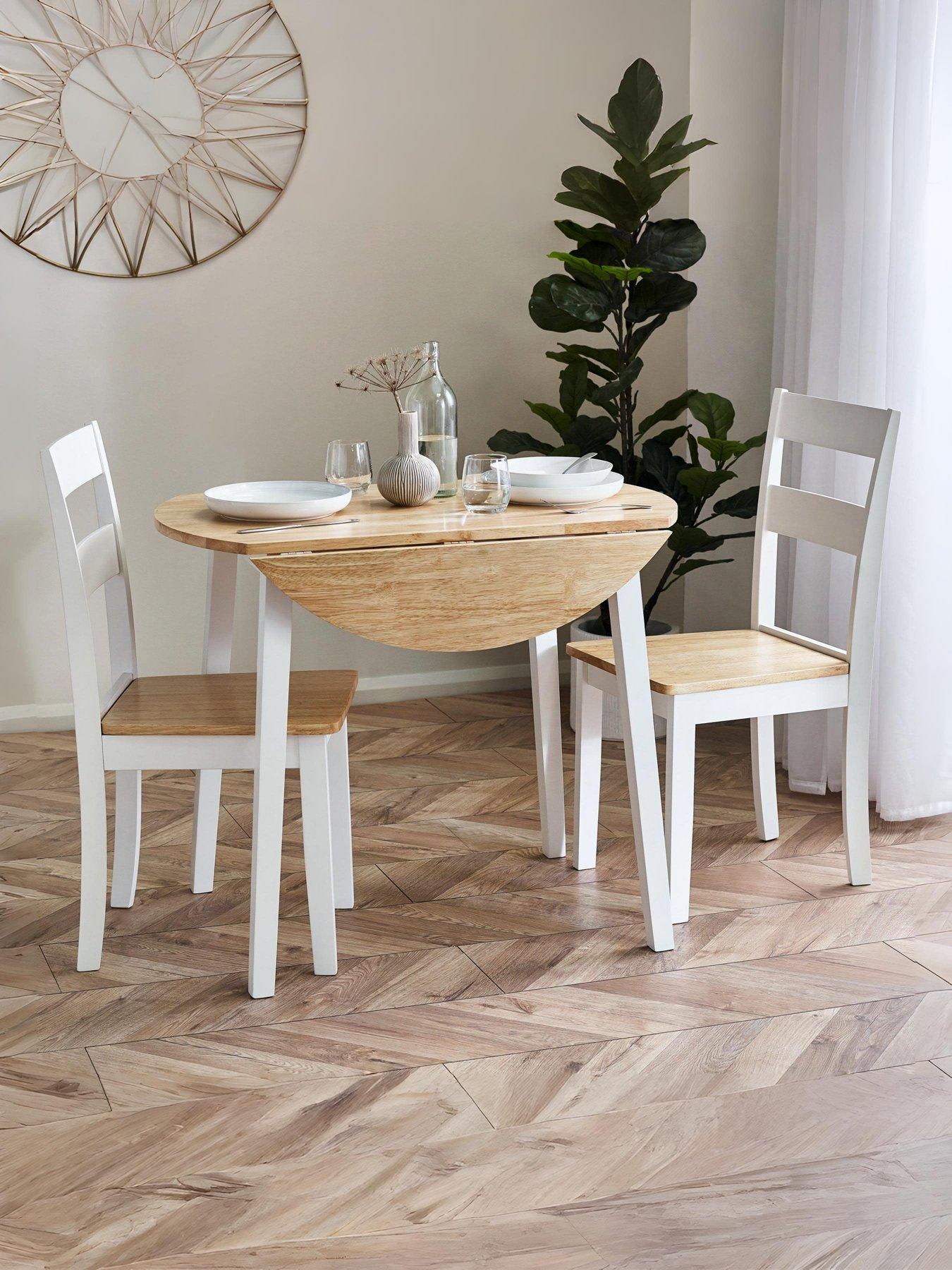Julian Bowen Linwood Round Drop Leaf Dining Table With 2 Chairs