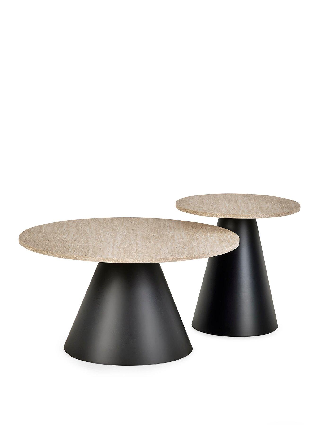Image 2 of 6 of Julian Bowen Elgon Travertine Effect Coffee And Lamp Table Set