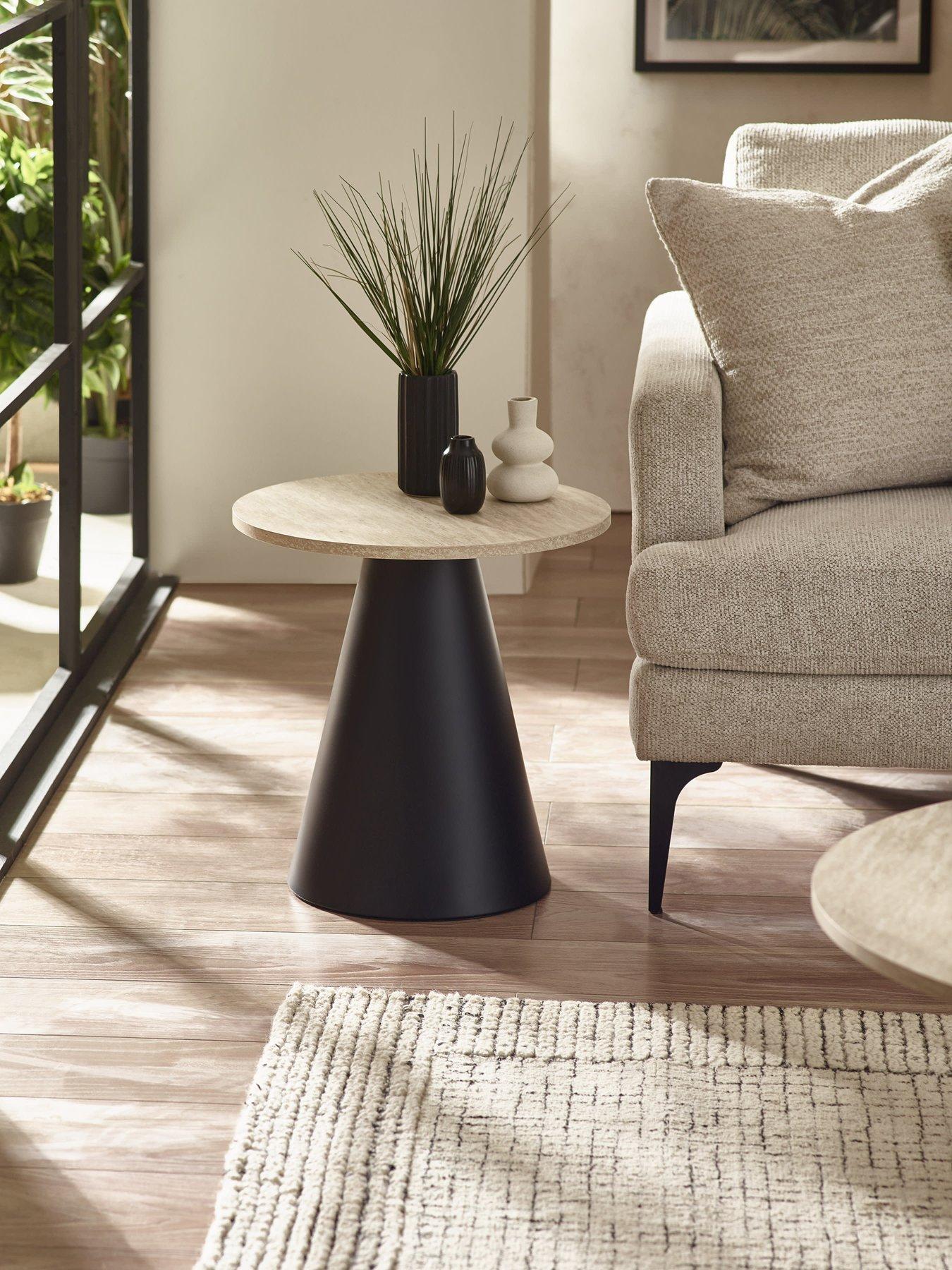 Image 4 of 6 of Julian Bowen Elgon Travertine Effect Coffee And Lamp Table Set