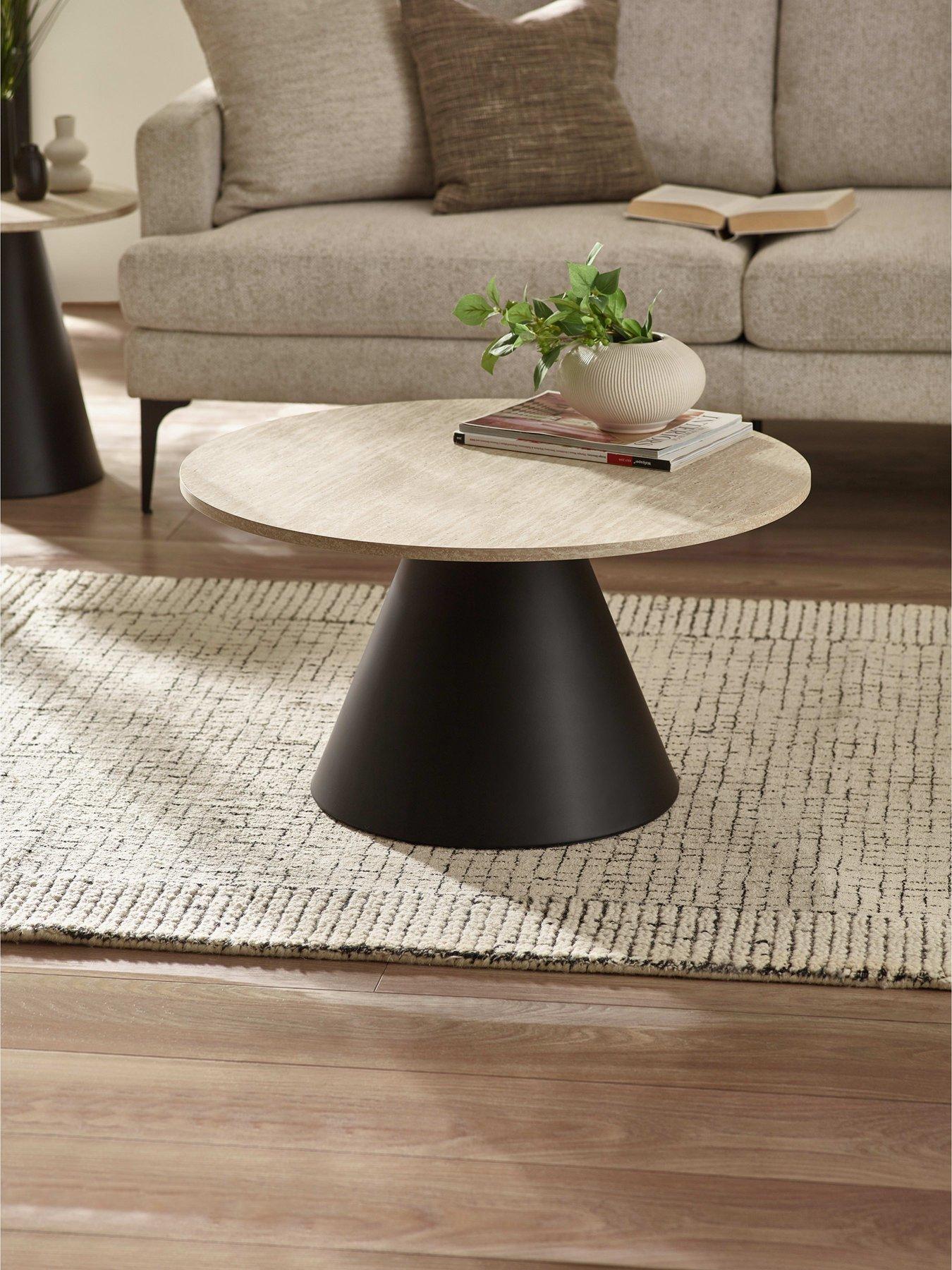  image of julian-bowen-elgon-travertine-effect-coffee-and-lamp-table-set